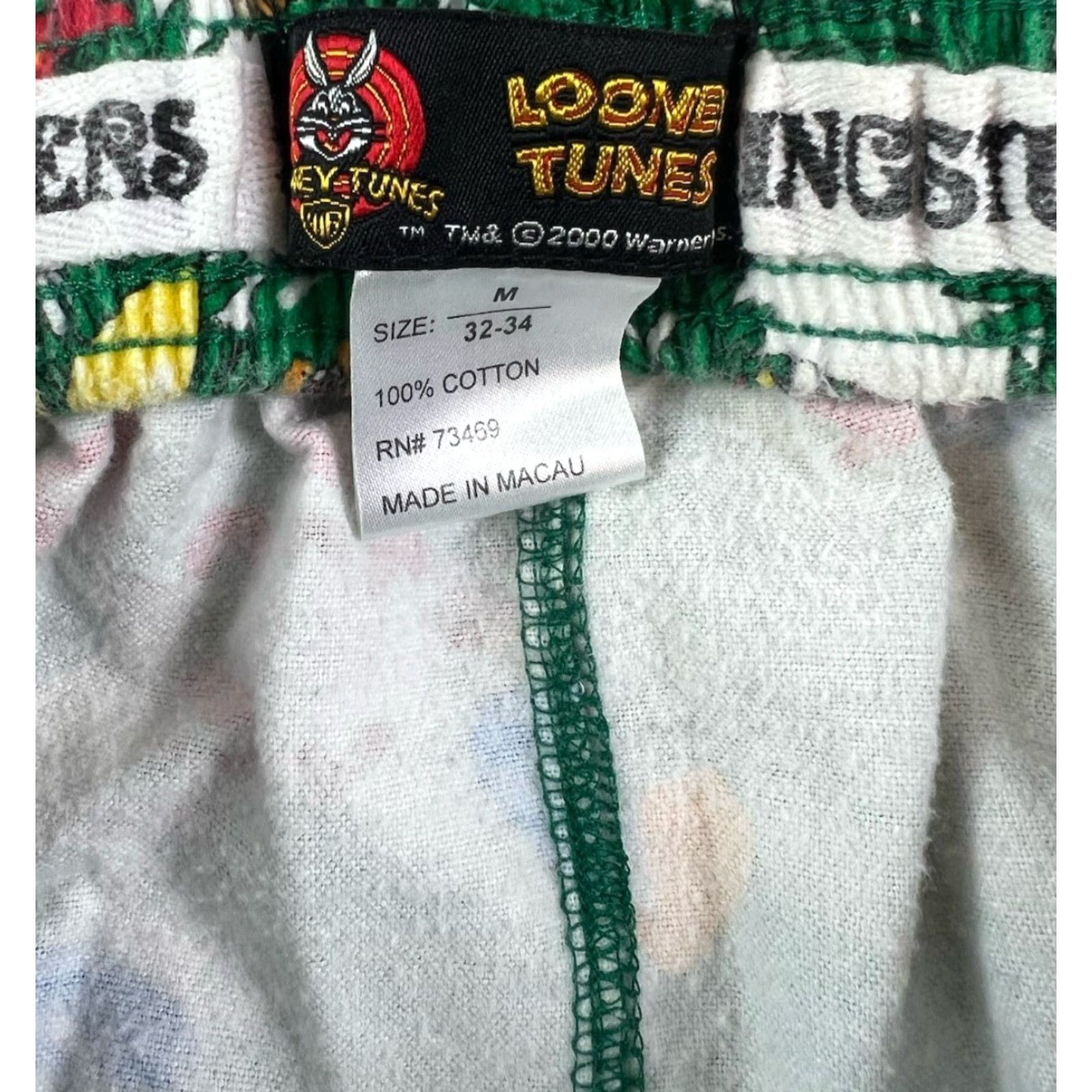 Vintage VINTAGE 00s Looney Tunes Christmas Sleep Shorts Mens Medium Green Size US 31 - 4 Thumbnail