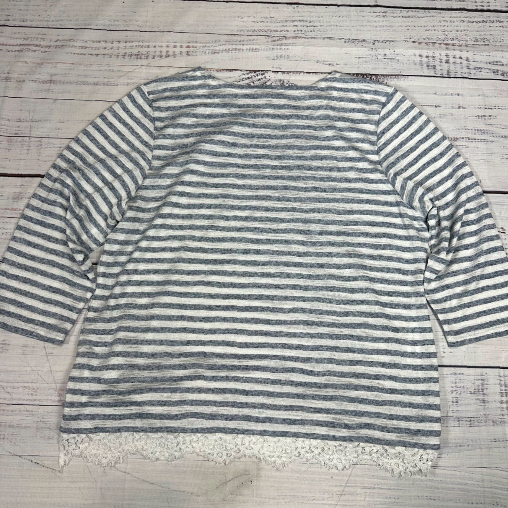 Karl Lagerfeld Karl Lagerfeld Womens T-Shirt 3/4 Sleeve Blue Stripe XL Size XL / US 12-14 / IT 48-50 - 4 Thumbnail