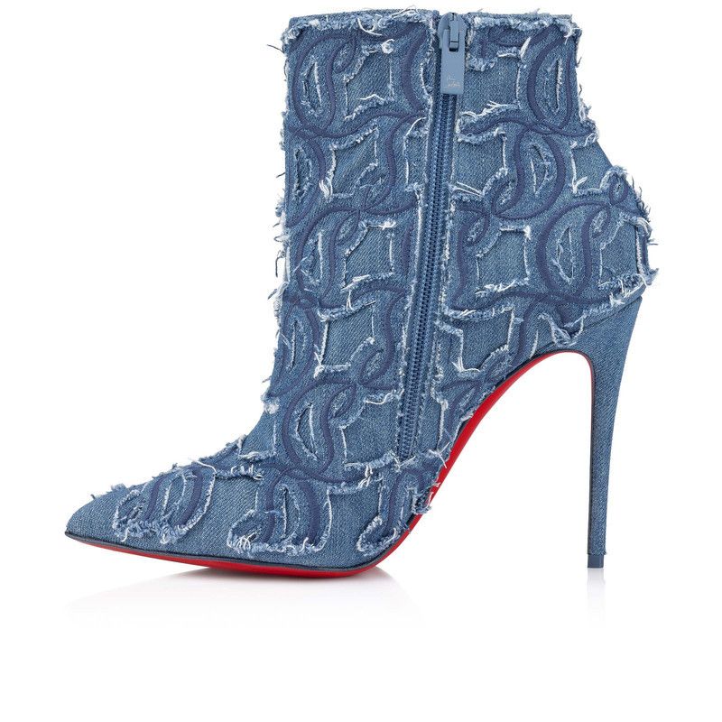 Christian Louboutin os11x0526 So Kate Booty Toile Denim 10mm Brode Boots in Blue Size US 9 / IT 39 - 5 Thumbnail