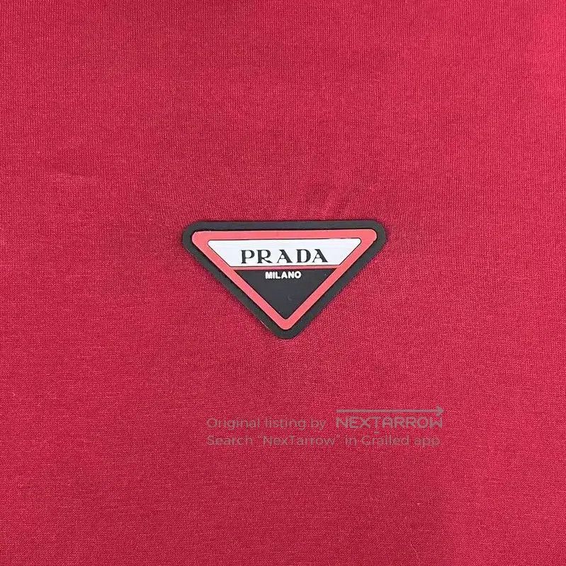 Prada Red Logo Cotton T-Shirt for Men.