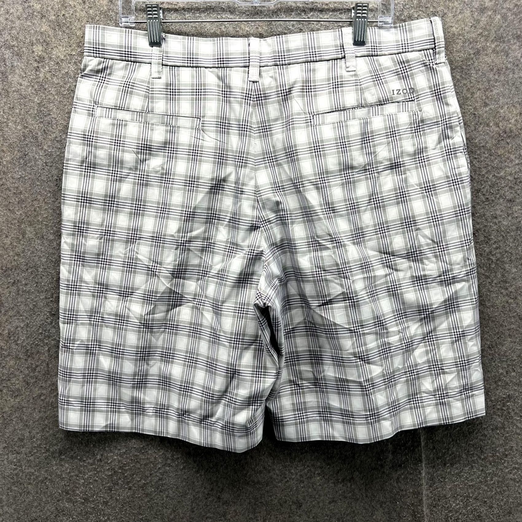 Izod Izod PerformX Golf Shorts Mens 36 Gray Plaid Chino Stretch Performance 9 Inseam Size US 36 / EU 52 - 2 Thumbnail