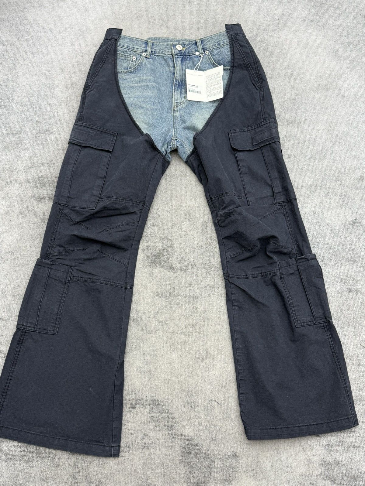 PROTOCOL INDEX BIKER CARGO DENIM PANTS-BLUE