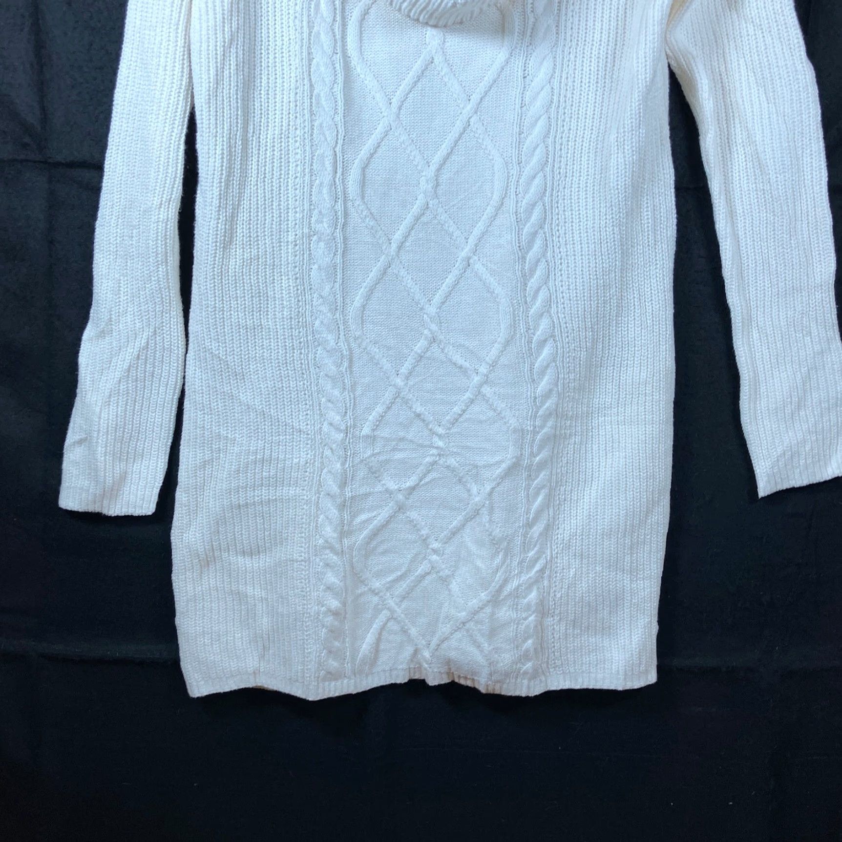 Express Express Sweater Dress White Cable Knit Cowl Neck Midi Long Sleeve M Womens Size M / US 6-8 / IT 42-44 - 3 Thumbnail