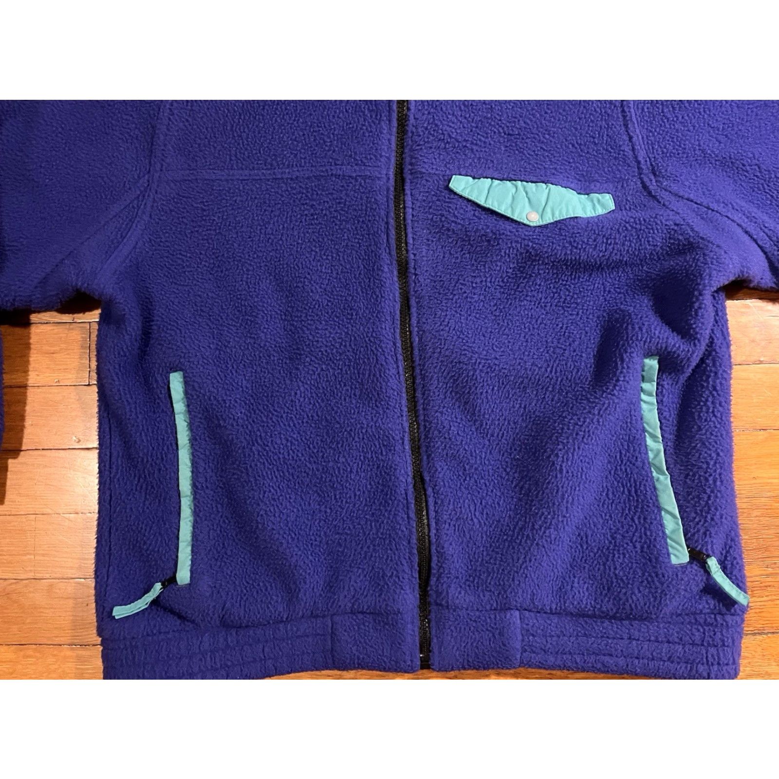 Vintage VINTAGE L.L. Bean Full Zip Fleece Sweatshirt Men’s Large Purple Teal 90s Size US L / EU 52-54 / 3 - 3 Thumbnail