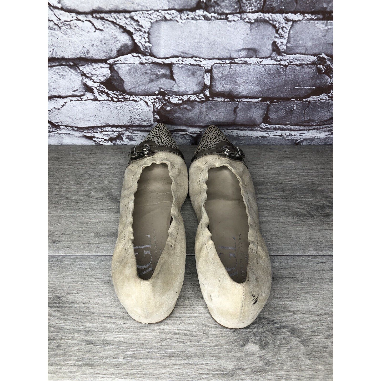 Other Attilio Giusti Leombruni Beige Leather Snake Pointed Cap Toe Size US 9 / IT 39 - 18 Thumbnail