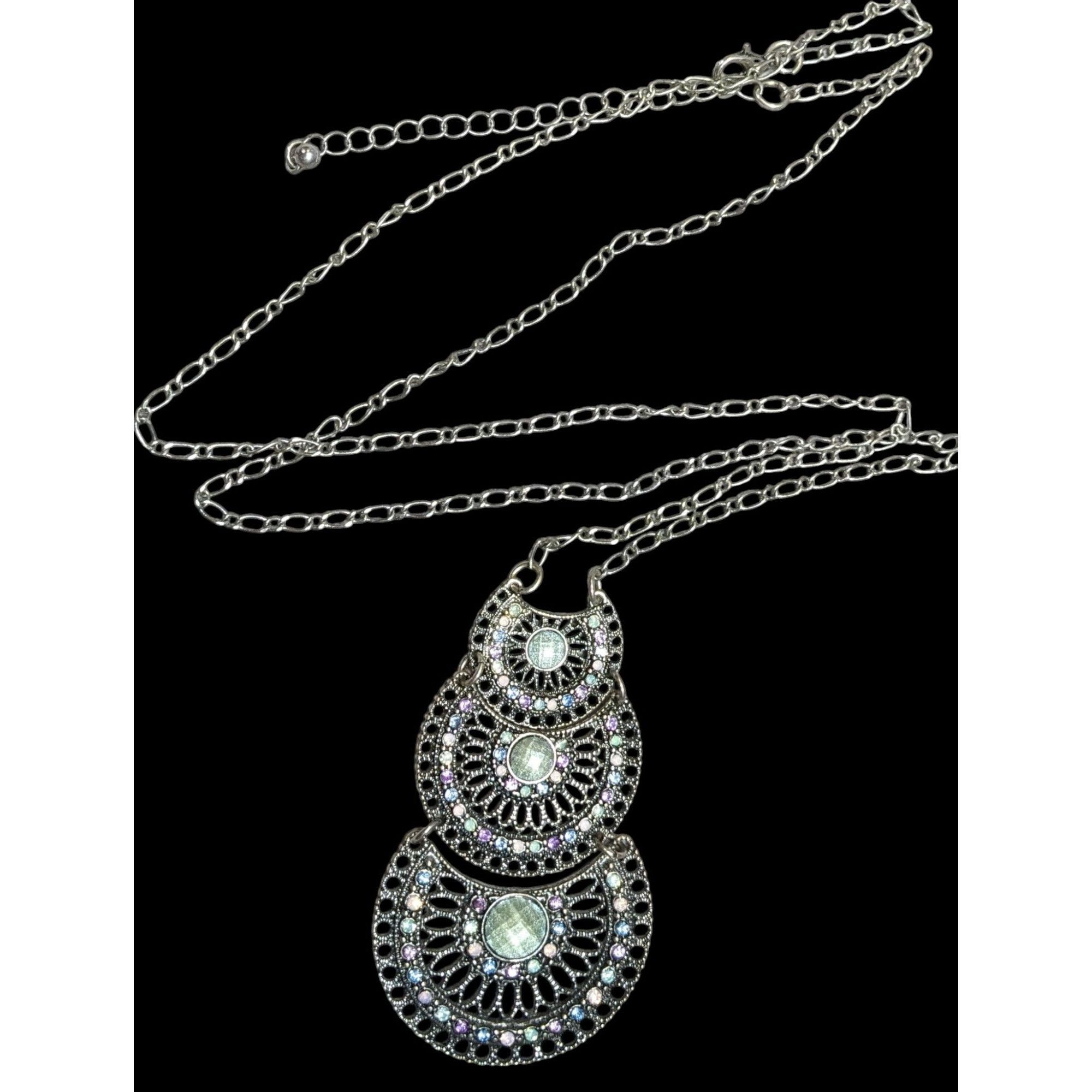 Other Bohemian Pastel Articulated Layered Medallion Pendant Neckla Size ONE SIZE - 1 Thumbnail