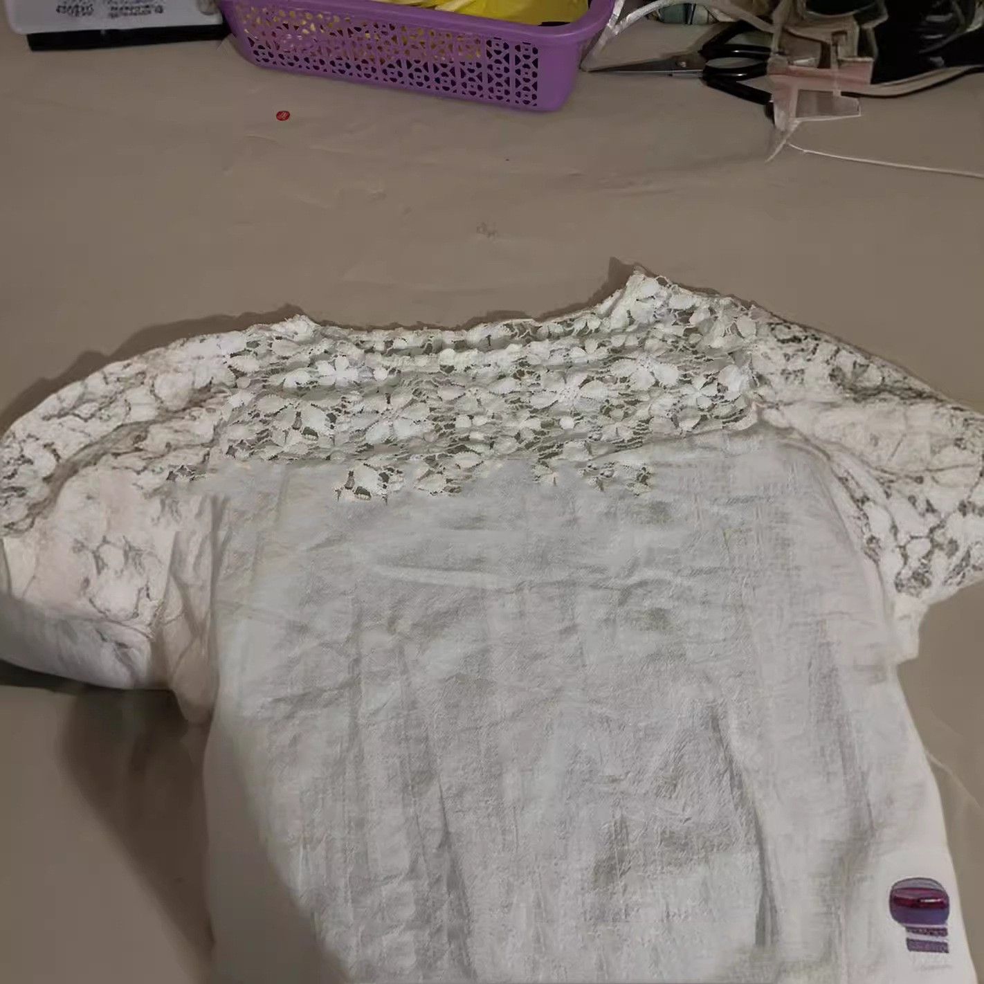 Other Cotton Lace Round Neck Half-length Sleeve Dress Size XL / US 12-14 / IT 48-50 - 6 Thumbnail