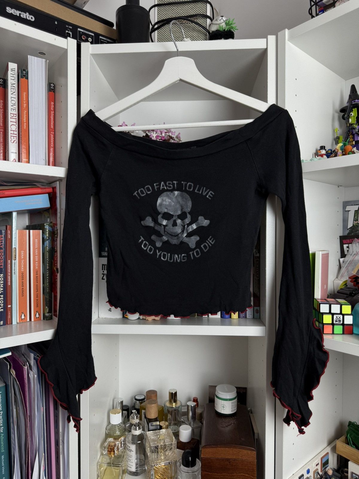 Japanese Brand Vintage y2k skull print avant-garde style crop top longsleeve Size XS / US 0-2 / IT 36-38 - 1 Thumbnail