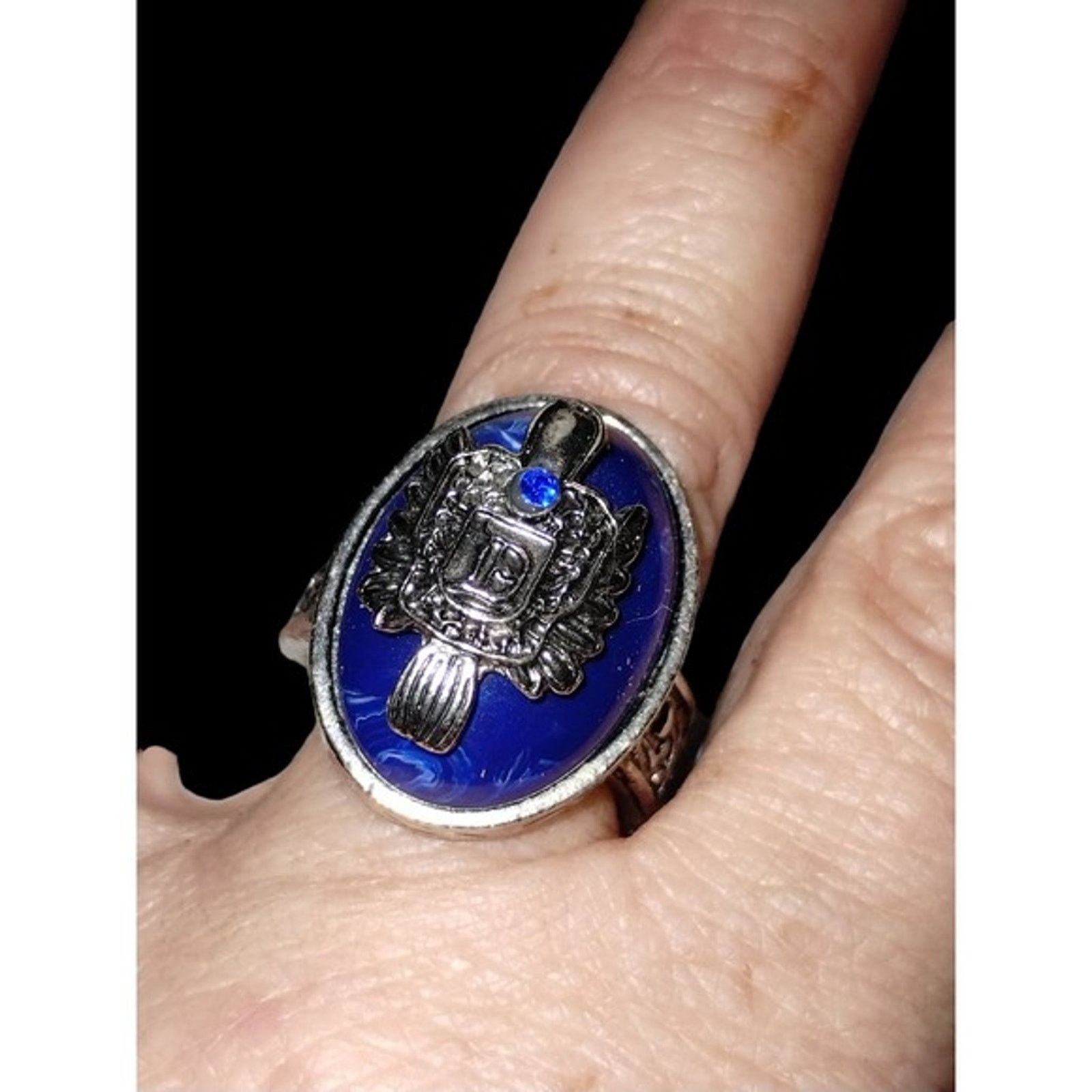Vintage Very beautiful men's abstract blue and silver ring size 8 Size ONE SIZE - 1 Preview