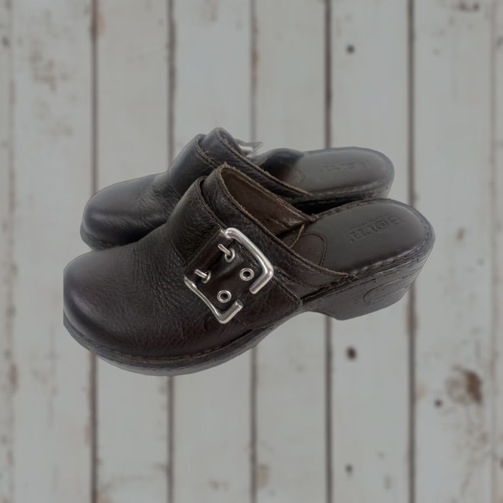 Born VINTAGE Born Wedge Slip-On Shoes Women Brown Leather 7 Casual Comfort Wedge Size US 7 / IT 37 - 1 Thumbnail