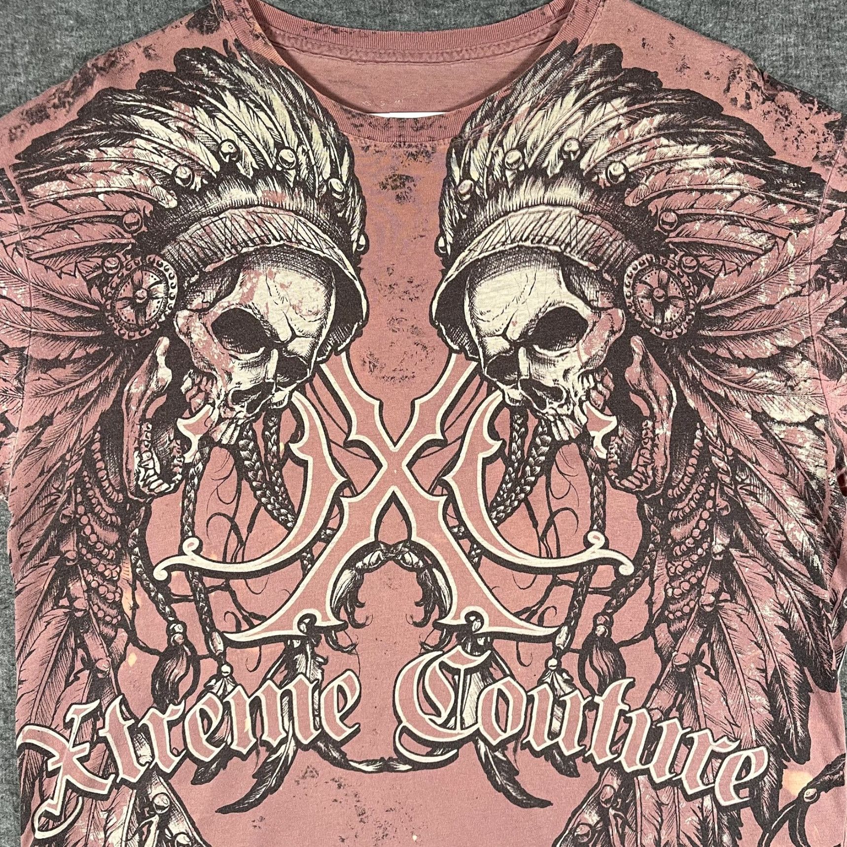 Vintage VINTAGE Xtreme Couture Shirt Mens L Pink Skull Biker Graphic Tee Man Xtreme Couture Crew Neck Short Sleeve 90s 2000s Size US L / EU 52-54 / 3 - 2 Thumbnail