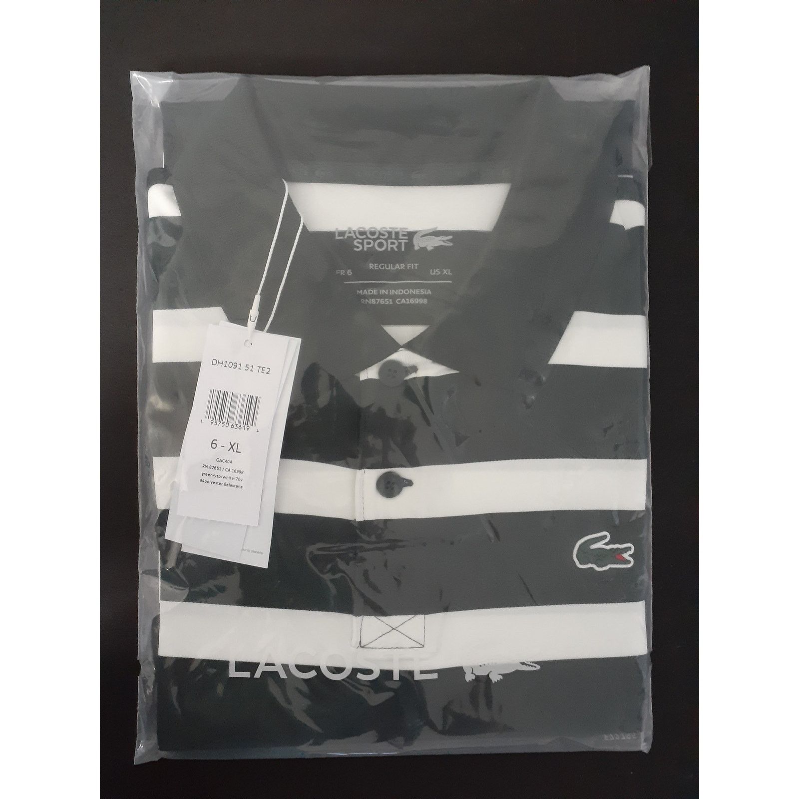 Lacoste Lacoste Men's Striped Golf Polo Shirt XL Green/White Size US XL / EU 56 / 4 - 2 Thumbnail