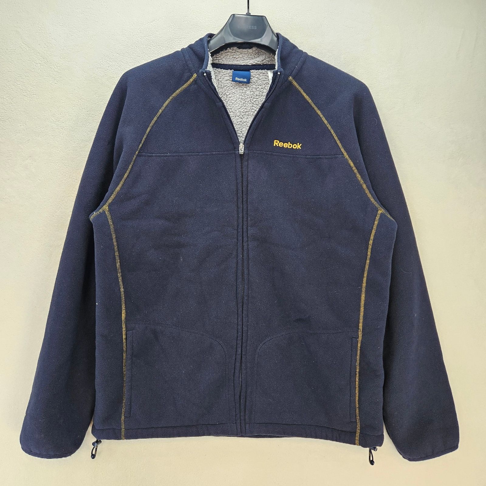 Reebok REEBOK MEN'S NAVY FLEECE JACKET BEIGE SHERPA LINER VINTAGE Size US L / EU 52-54 / 3 - 1 Thumbnail