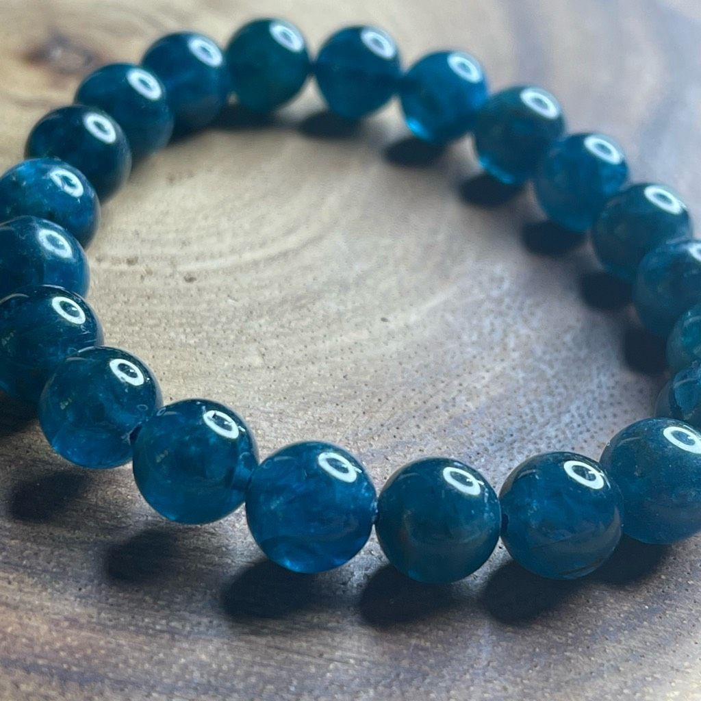 Other Apatite gemmy teal stretch beaded bracelet 7” crystal healing beads 8mm Size ONE SIZE - 7 Thumbnail