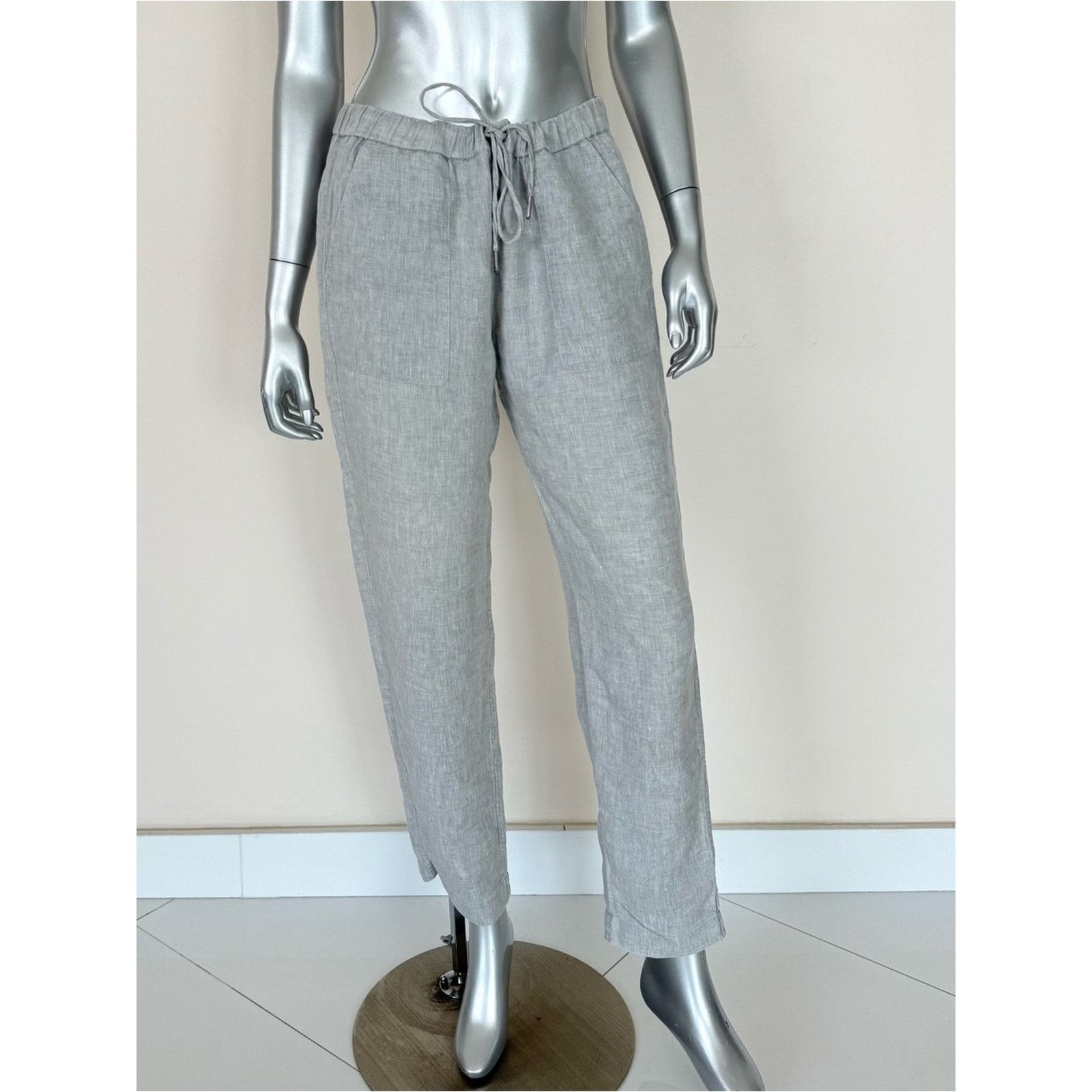Saks Fifth Avenue Saks Fifth Avenue women grey linen pants size M Size 28" / US 6 / IT 42 - 1 Thumbnail