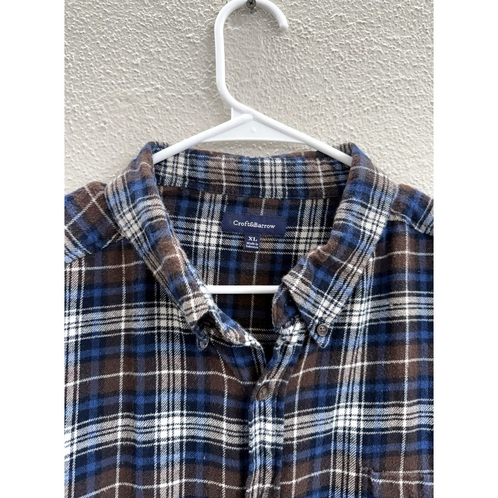 Croft & Barrow Croft & Barrow Mens Flannel Shirt XL Blue Plaid Long Sleeve Button-Up Shirt Size US XL / EU 56 / 4 - 3 Thumbnail