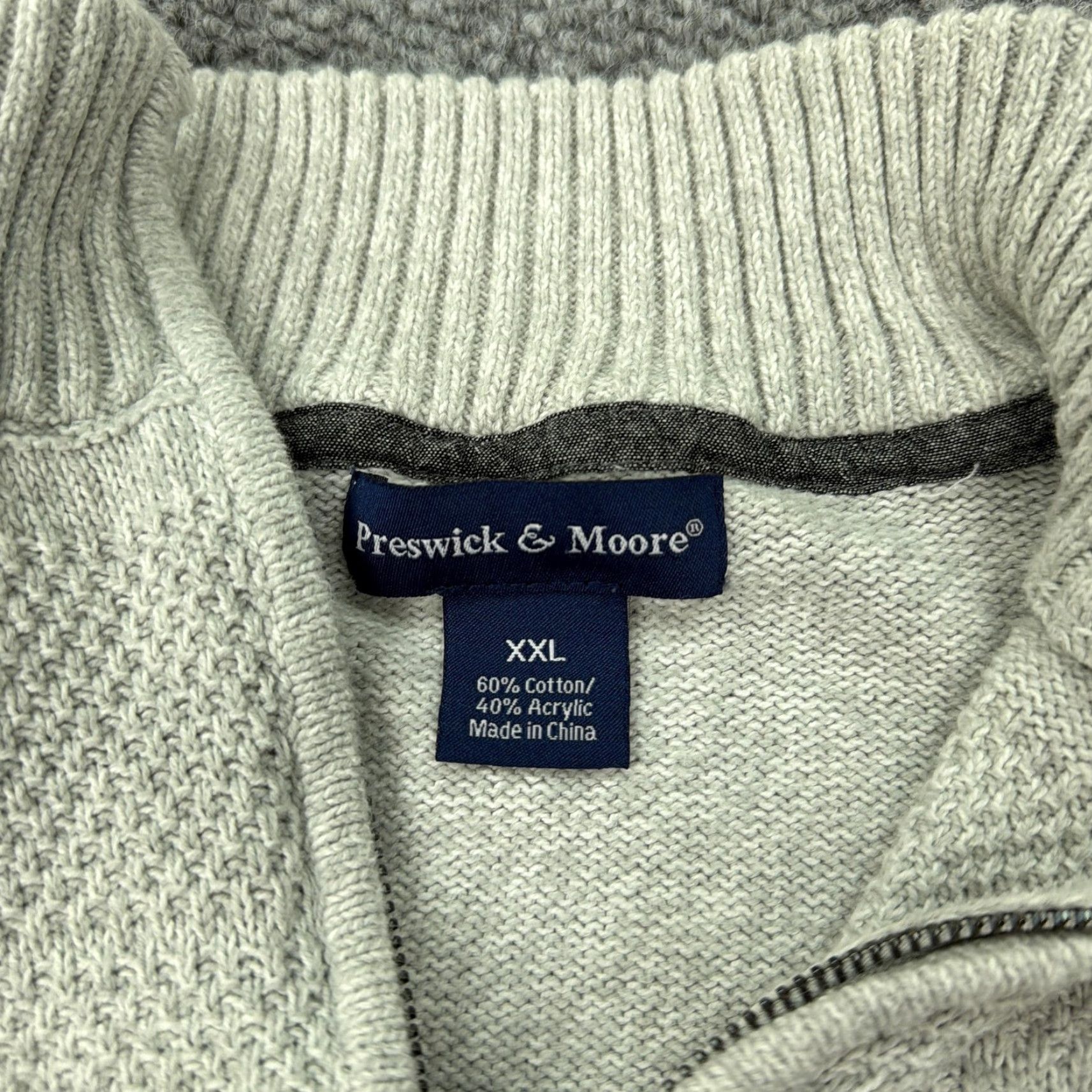 Vintage Preswick & Moore Sweater Mens 2XL Gray Quarter Zip Mock Neck Knit Pullover Size US XXL / EU 58 / 5 - 3 Thumbnail