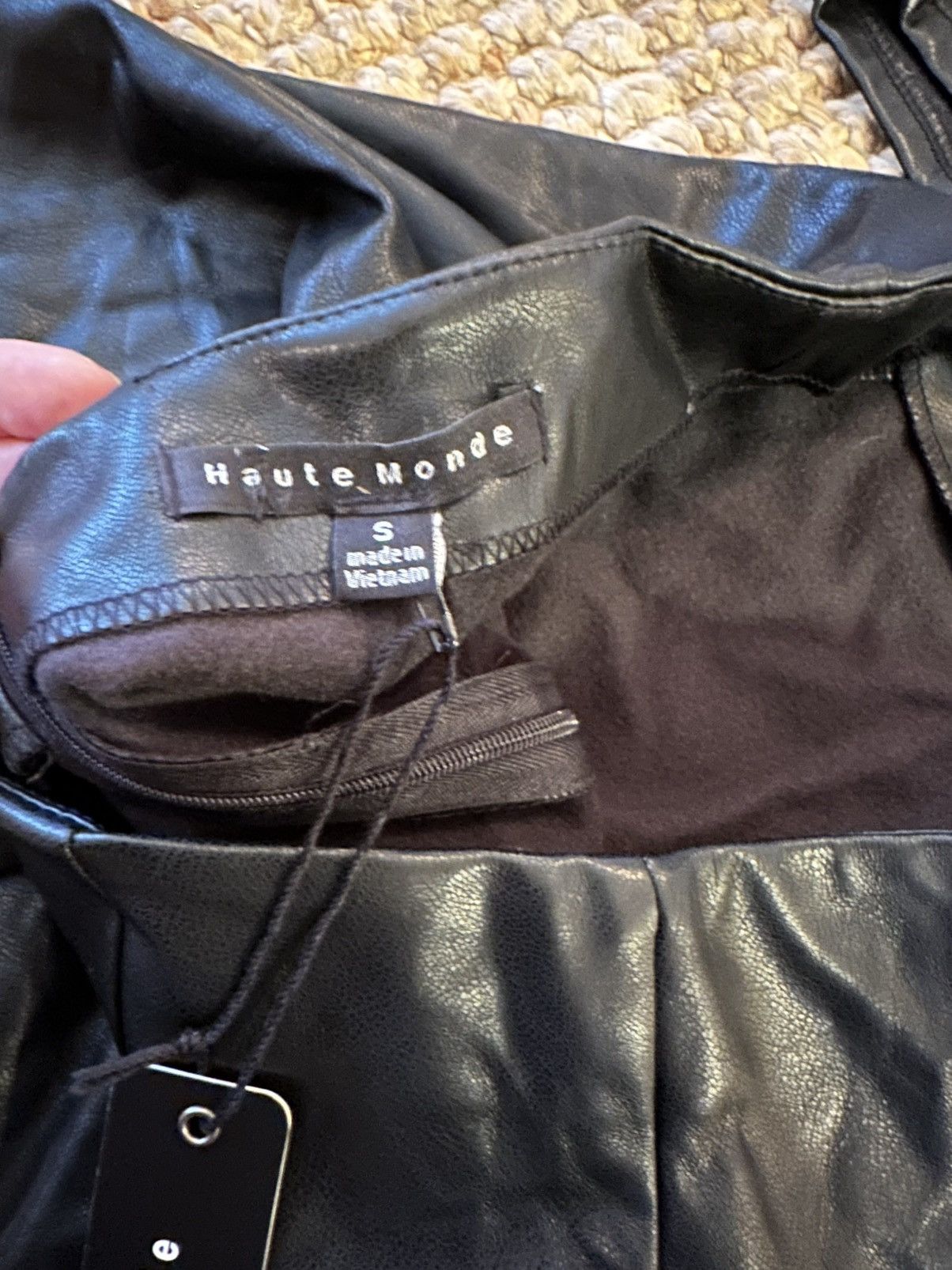 Other HAUTE MONDE BLACK FAUX LEATHER PUFF SLEEVE TOP & MINI SKIRT Size 27" / US 4 / IT 40 - 7 Thumbnail