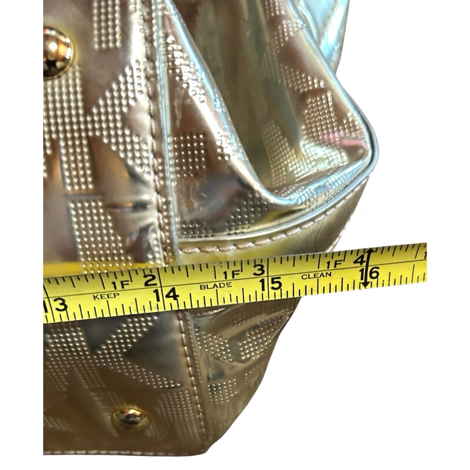 Vintage Michael Kors Gold Metallic MK Logo Tote Large ShoulderBag Purse W/Dust Cover See Size ONE SIZE - 7 Thumbnail