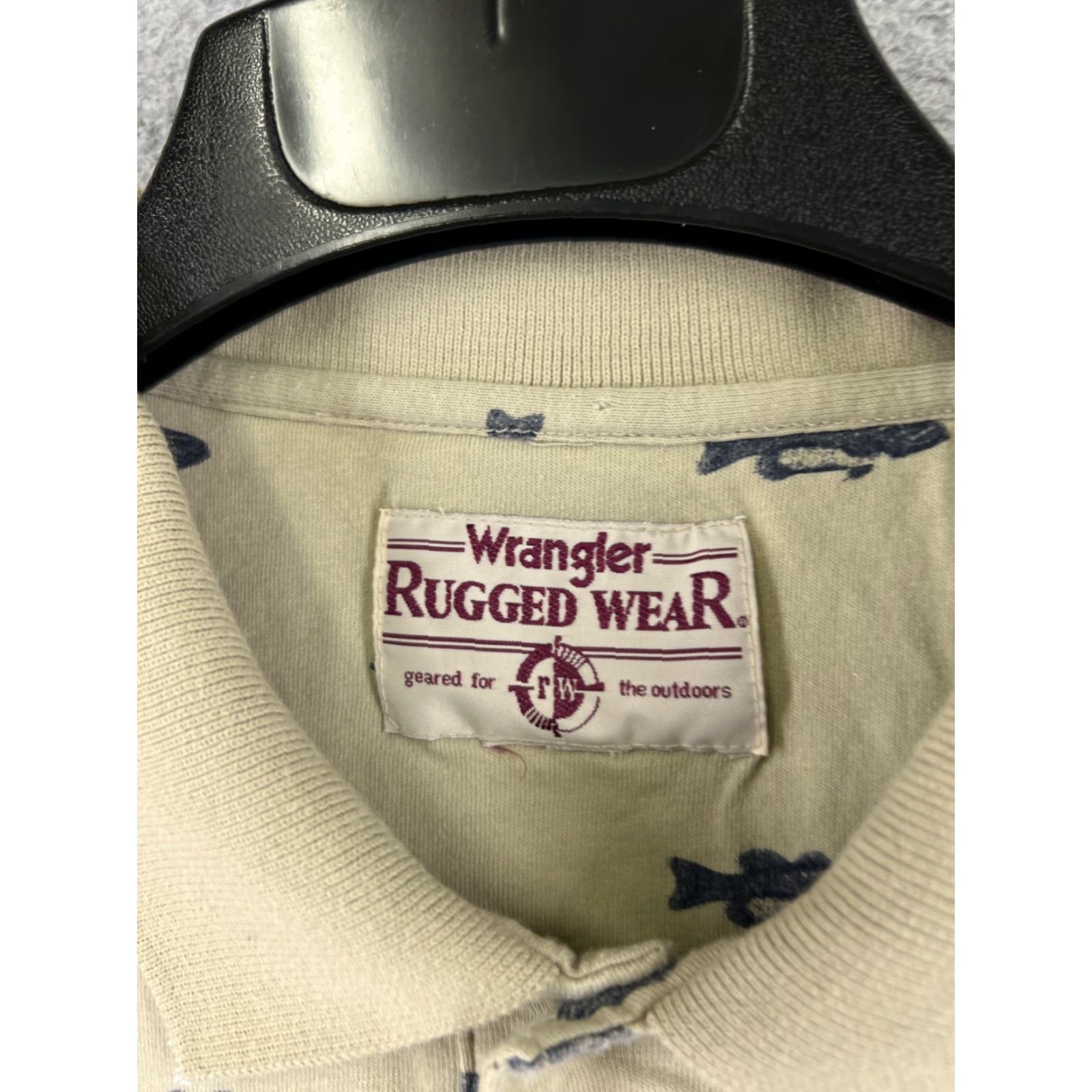 Wrangler VINTAGE Wrangler Polo Shirt Mens Large Beige 100% Cotton Slim Fit Short Sleeve with Logo Embroidered Size US L / EU 52-54 / 3 - 6 Thumbnail