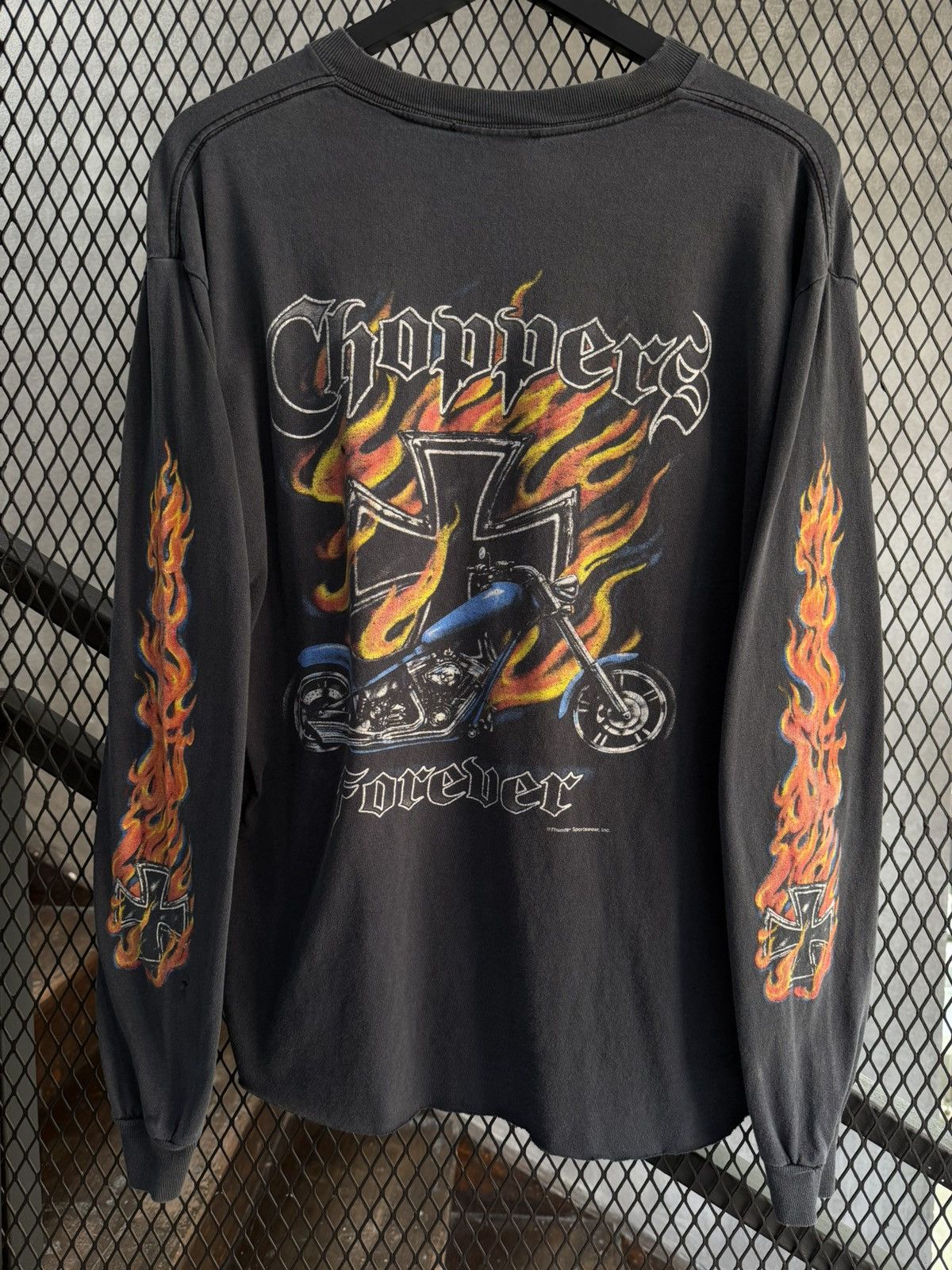West Coast Choppers Vintage 1990s West Coast Choppers Distressed Faded LS Flames Size US L / EU 52-54 / 3 - 3 Thumbnail