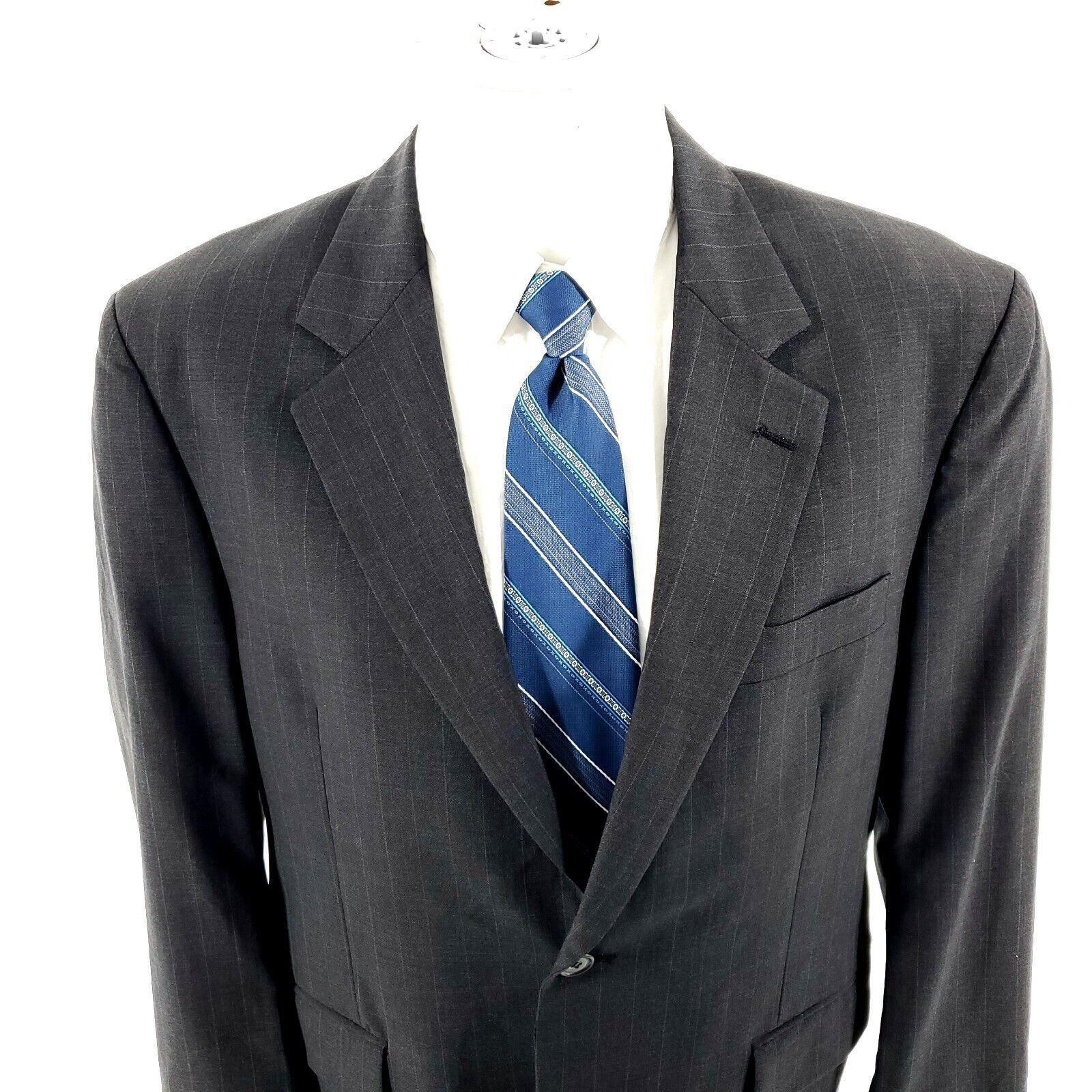 Jos. A. Bank Jos A Bank Wool 2 Button Suit Jacket 42R Gray Striped Tagged Size 42R - 1 Thumbnail