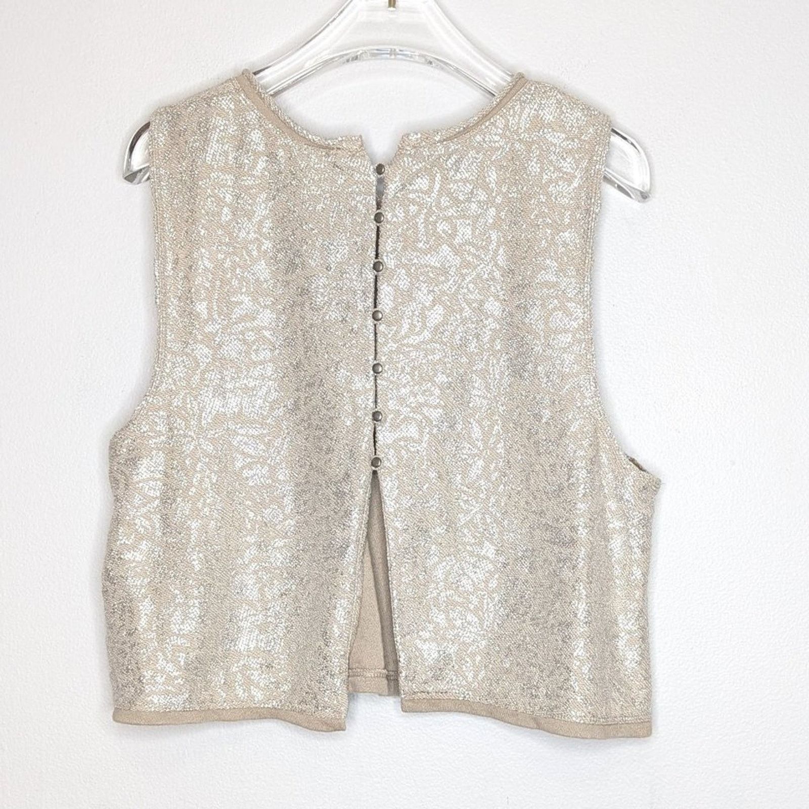 Free People Free People Silver Metallic Sleeveless Cropped Tank Top S Size S / US 4 / IT 40 - 2 Thumbnail
