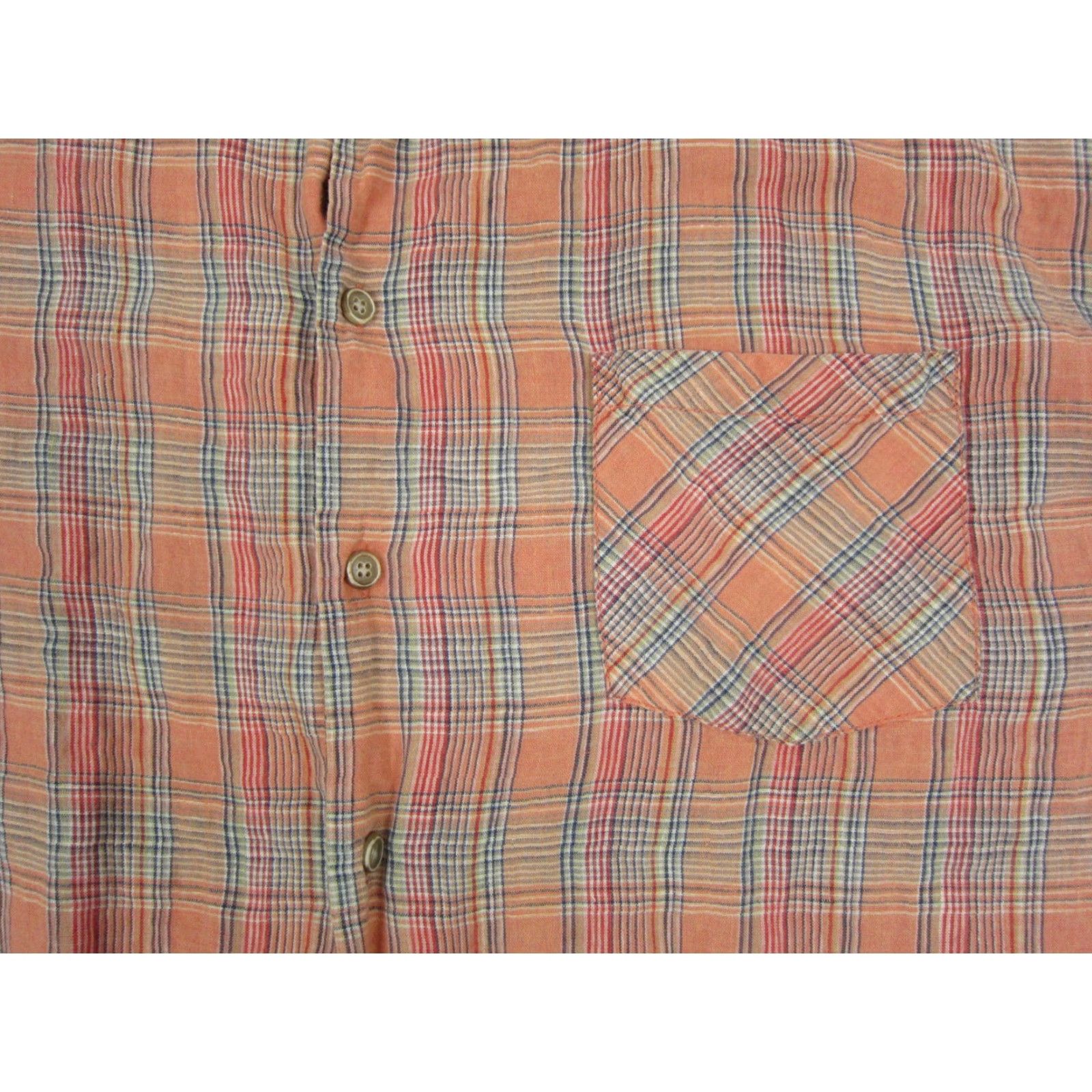 Tommy Bahama Tommy Bahama Shirt Adult 2XL Orange Plaid Linen Camp Mens Button Up Short Sleeve Casual Everyday Mens Size US XXL / EU 58 / 5 - 3 Thumbnail