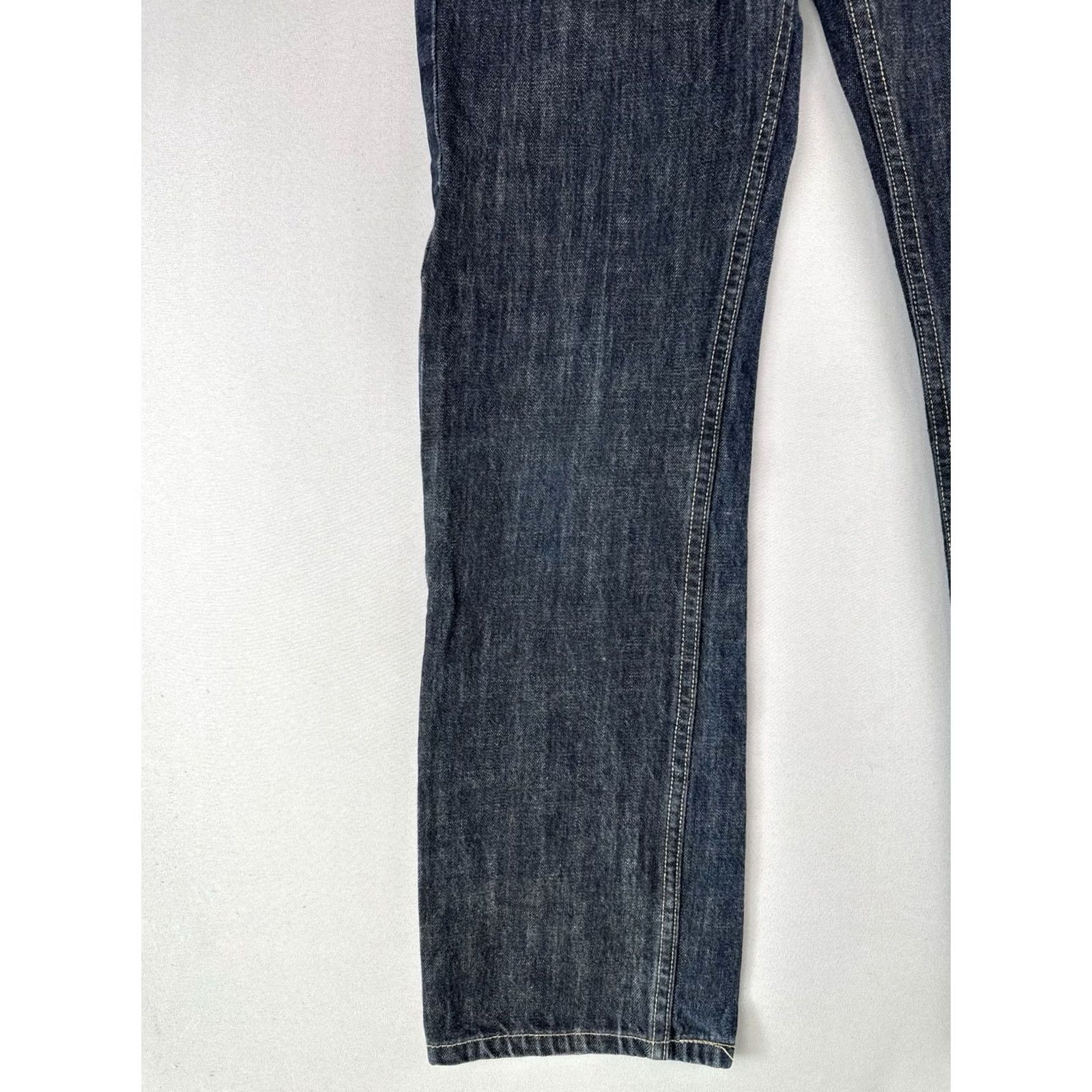 Levi's Levi’s 514 Slim Straight Jeans Dark Wash Denim Buckle Back Selvedge 29x32 Men Jeans Regular Cotton Button Zip Back Cinch Vintage No 5-Pocket Size US 29 - 3 Thumbnail