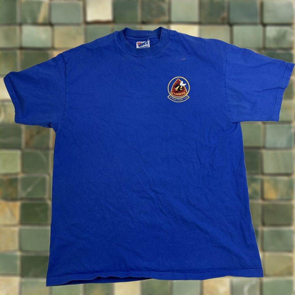 Hanes VINTAGE Hanes Beefy-T T-Shirt Men L Blue Graphic 90s USA Military Hornet F/A-18 Stingers Hanes Beefy- T Mens Size US L / EU 52-54 / 3 - 1 Thumbnail
