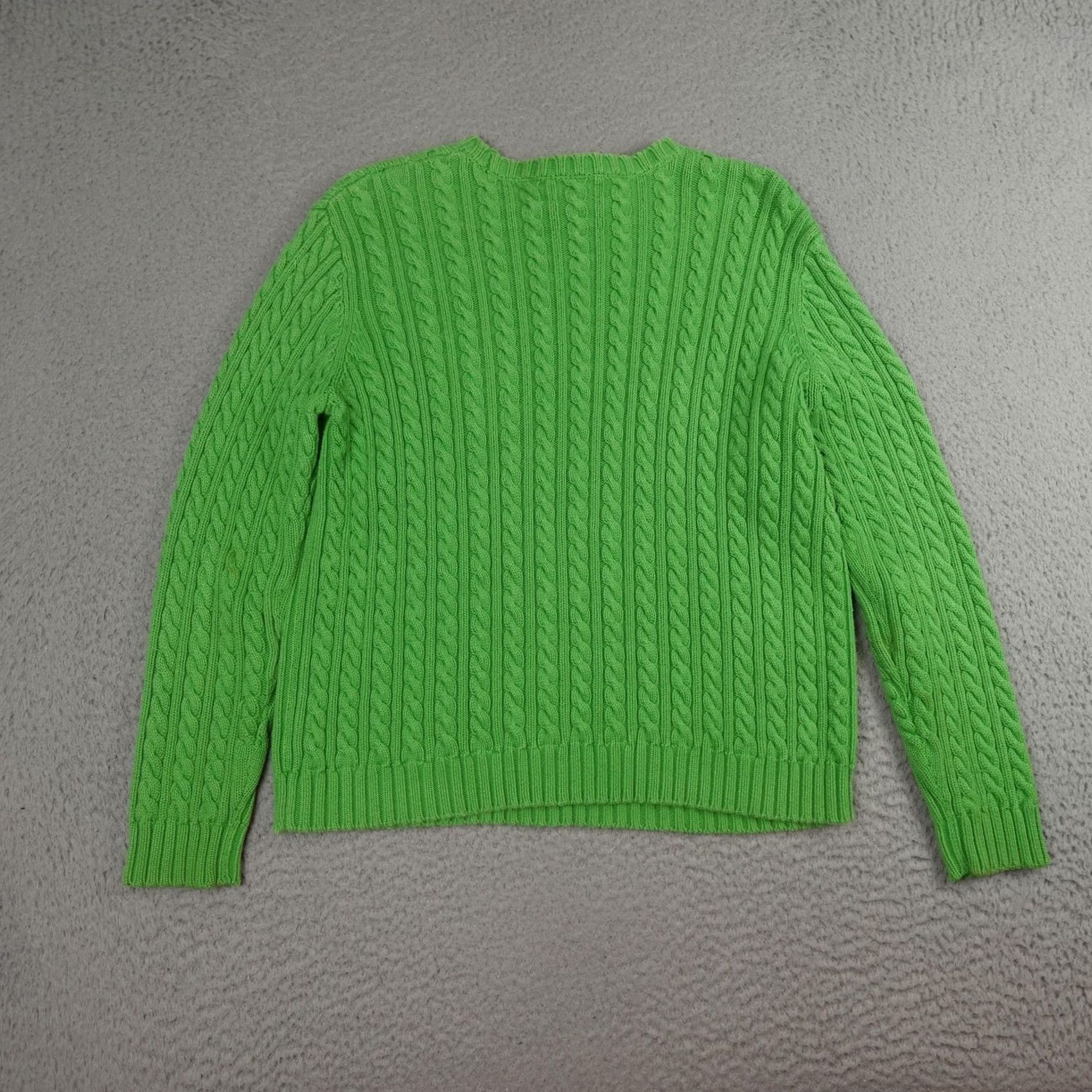 Ralph Lauren Lauren Ralph Lauren Sweater Womens M Green Cable-Knit Crest Logo Y2K Retro Pullover Size M / US 6-8 / IT 42-44 - 7 Thumbnail