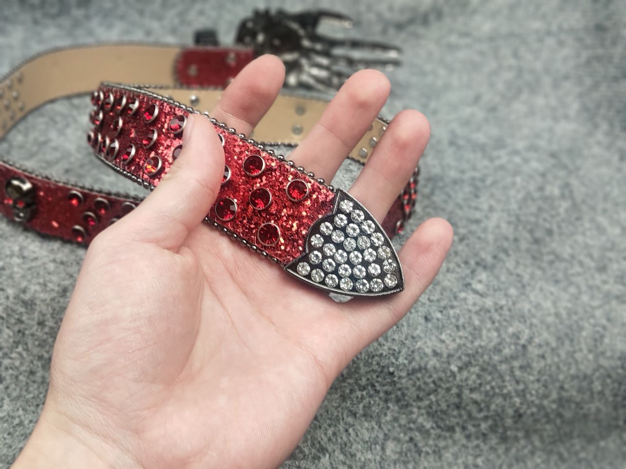 If Six Was Nine Vintage Y2K Punk Rock Red Glitter Skull Belt hysteric LGB Size ONE SIZE - 8 Thumbnail