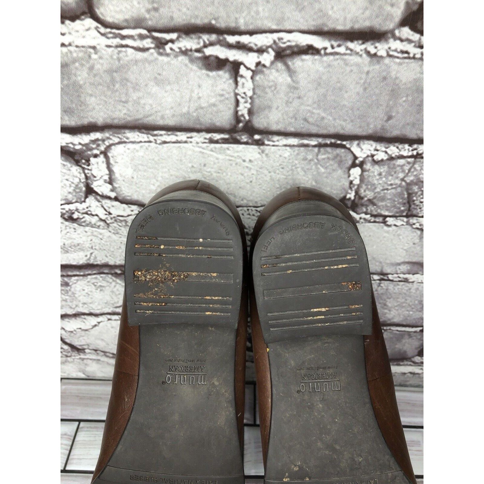 Other Munro American Brown Leather Slip On Square Toe Heel Loafers Size US 10 / IT 40 - 7 Thumbnail