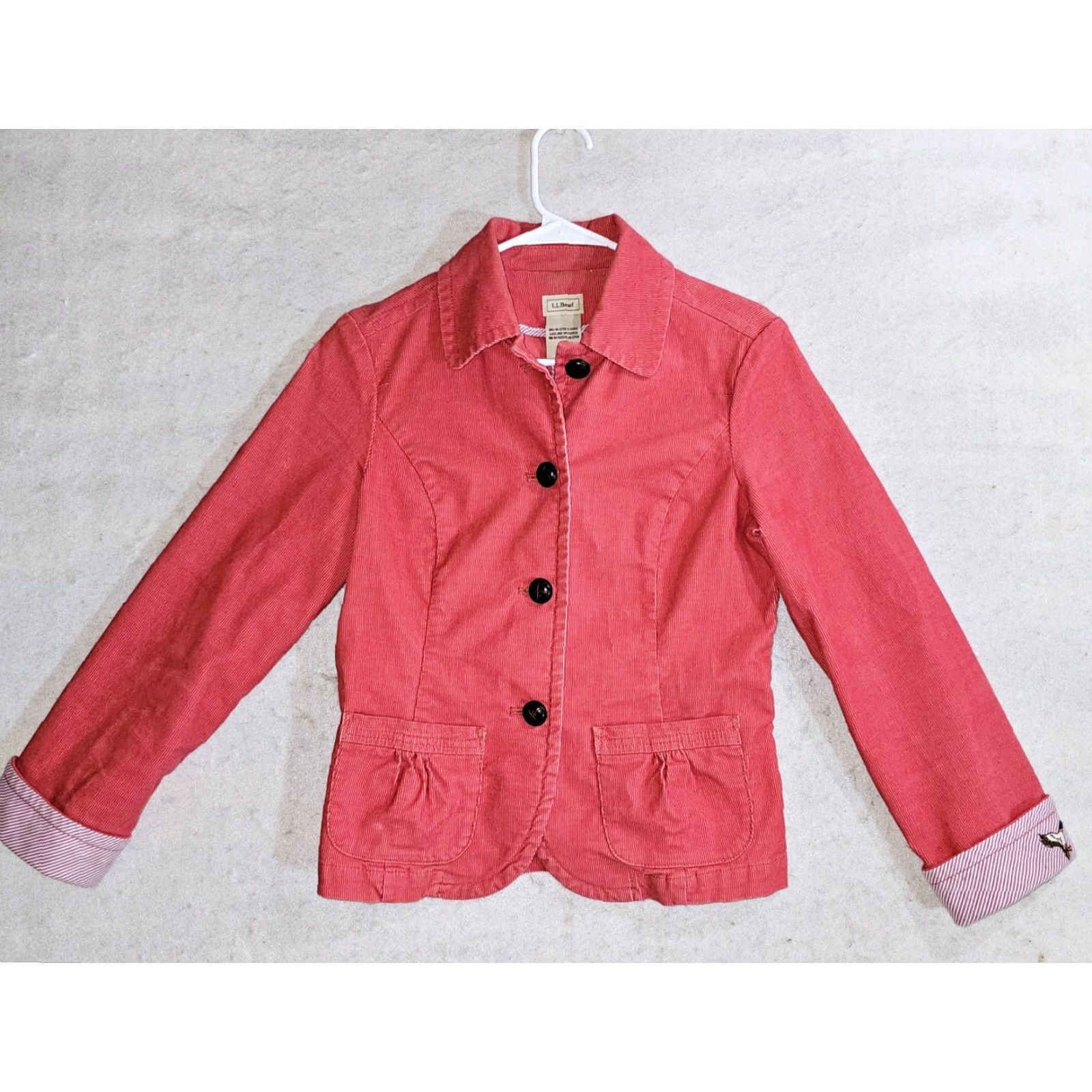 Vintage VINTAGE L.L. Bean Blazer Jacket Corduroy Salmon Pink 4 Reg Women's Vintage Pattern Solid Long Sleeve Button Up Embroidered Duck Size S / US 4 / IT 40 - 2 Thumbnail