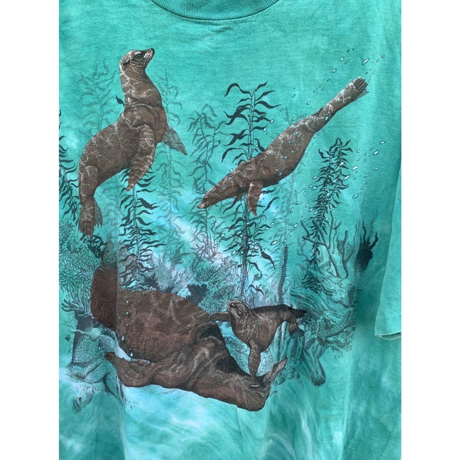 Vintage Vtg Marine World Africa USA Vallejo California Nature Tee T Shirt Seal Seals XL Shirt Men Green 1990s Graphic Tee USA Sportswear/Beach Size US XL / EU 56 / 4 - 6 Thumbnail