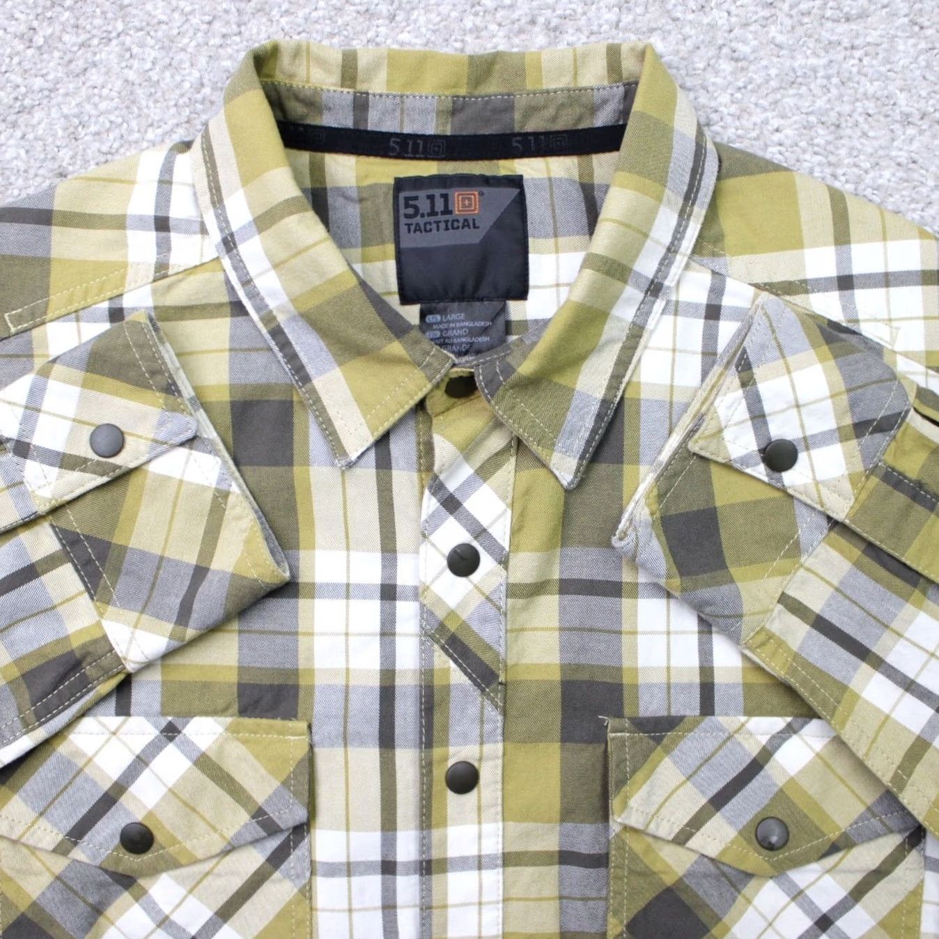 Vintage 5.11 Tactical Shirt Mens Large Yellow Plaid RAPIDraw Placket Long Sleeve Snap Shirt Size US L / EU 52-54 / 3 - 2 Thumbnail