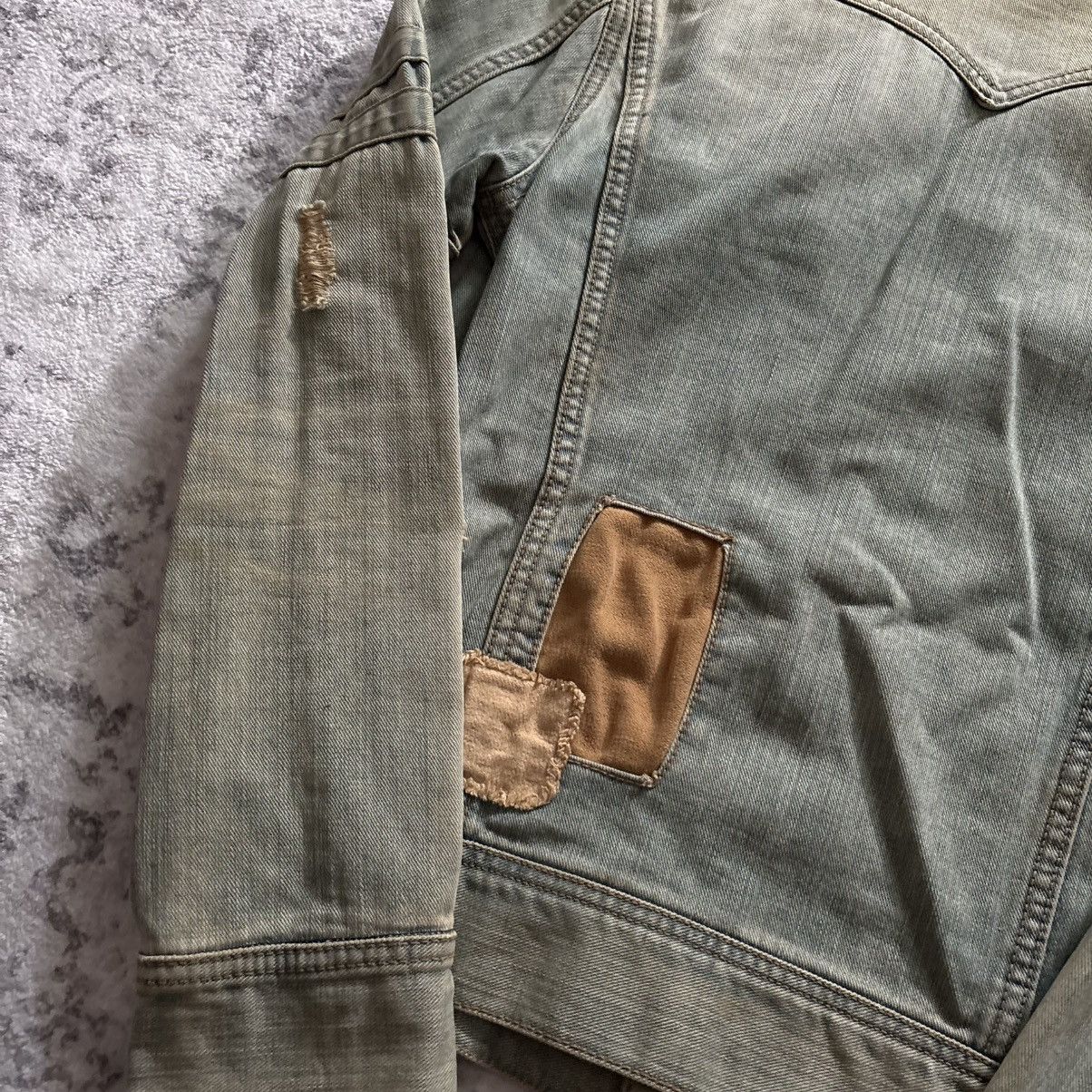 If Six Was Nine Led Rechwe Dallas Mink Fur Denim Jacket | Size L Size US L / EU 52-54 / 3 - 8 Thumbnail
