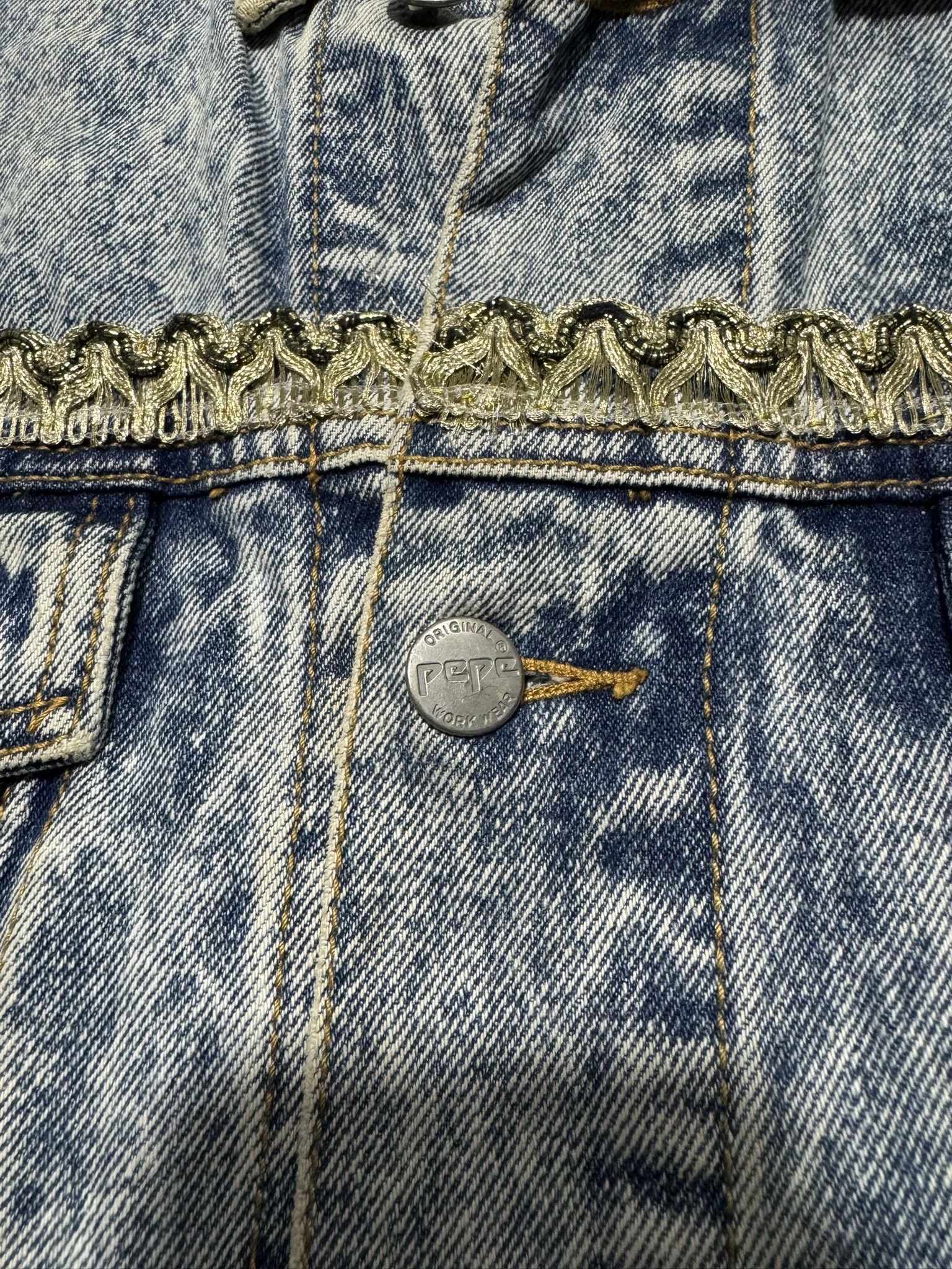 JNCO × Pepe Jeans Vintage 90's Pepe Jeans Custom Patchwork Trucker Jacket Size US S / EU 44-46 / 1 - 7 Thumbnail
