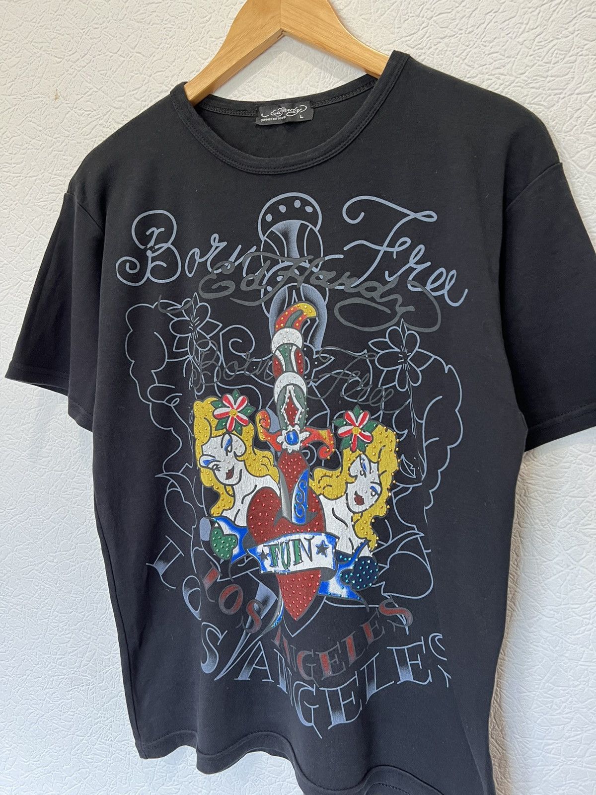 Ed Hardy Ed Hardy Black T Shirt Tee Basic Black Los Angeles Size US M / EU 48-50 / 2 - 2 Thumbnail