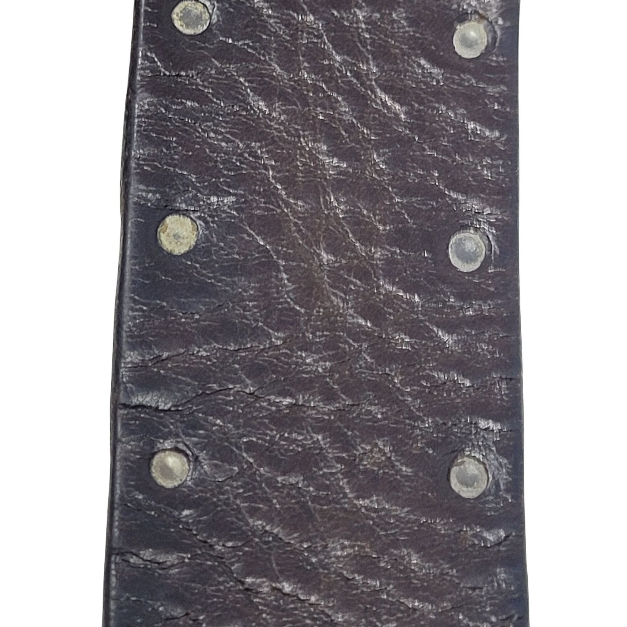Kenneth Cole Vtg Kenneth Cole Mens Chocolate Pebble Leather Silver Studde Size 38 - 3 Thumbnail
