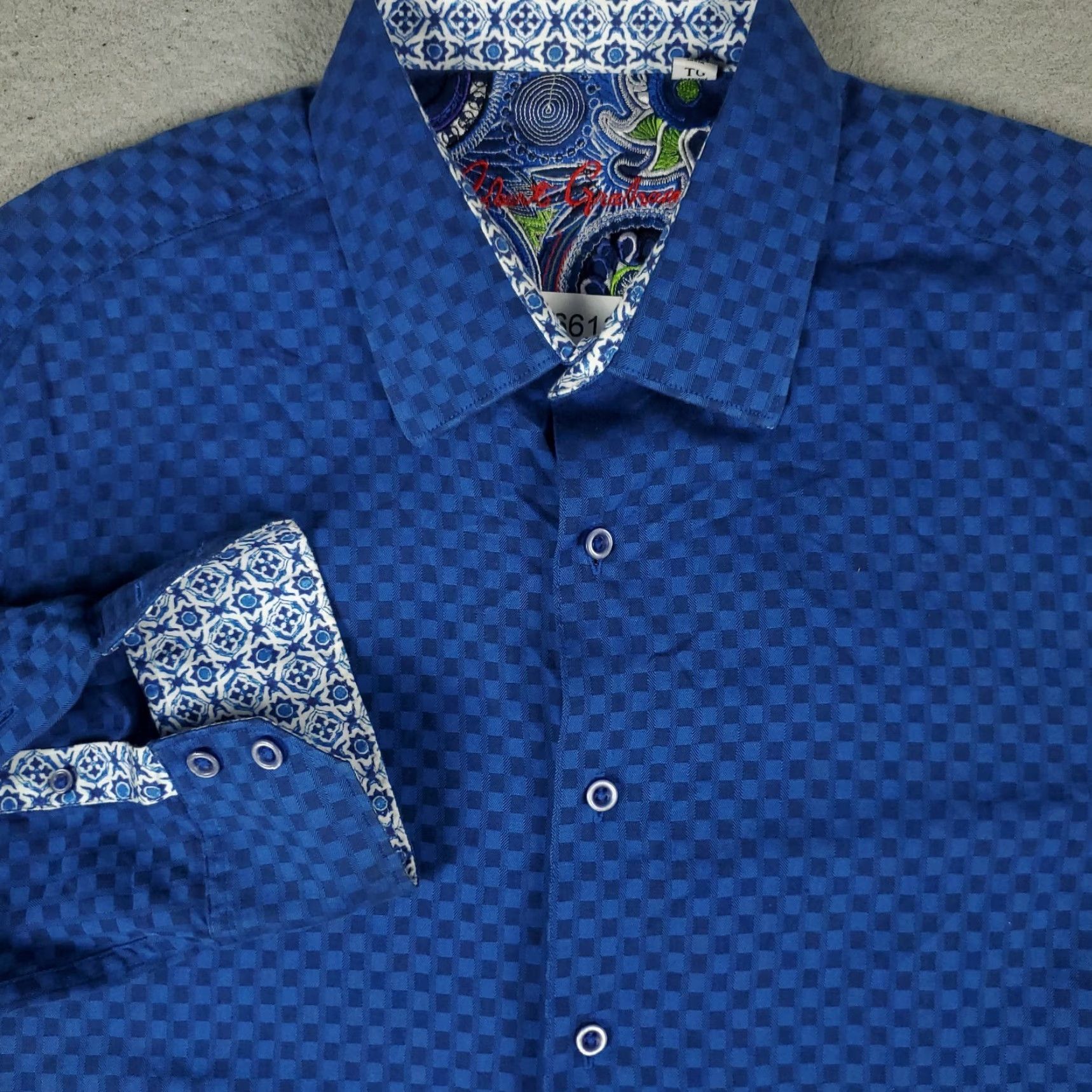 Robert Graham Robert Graham Shirt Mens XL Blue Check Button-Up Long Sleeve Classic Fit Button Up T-Shirt? Size US XL / EU 56 / 4 - 2 Thumbnail