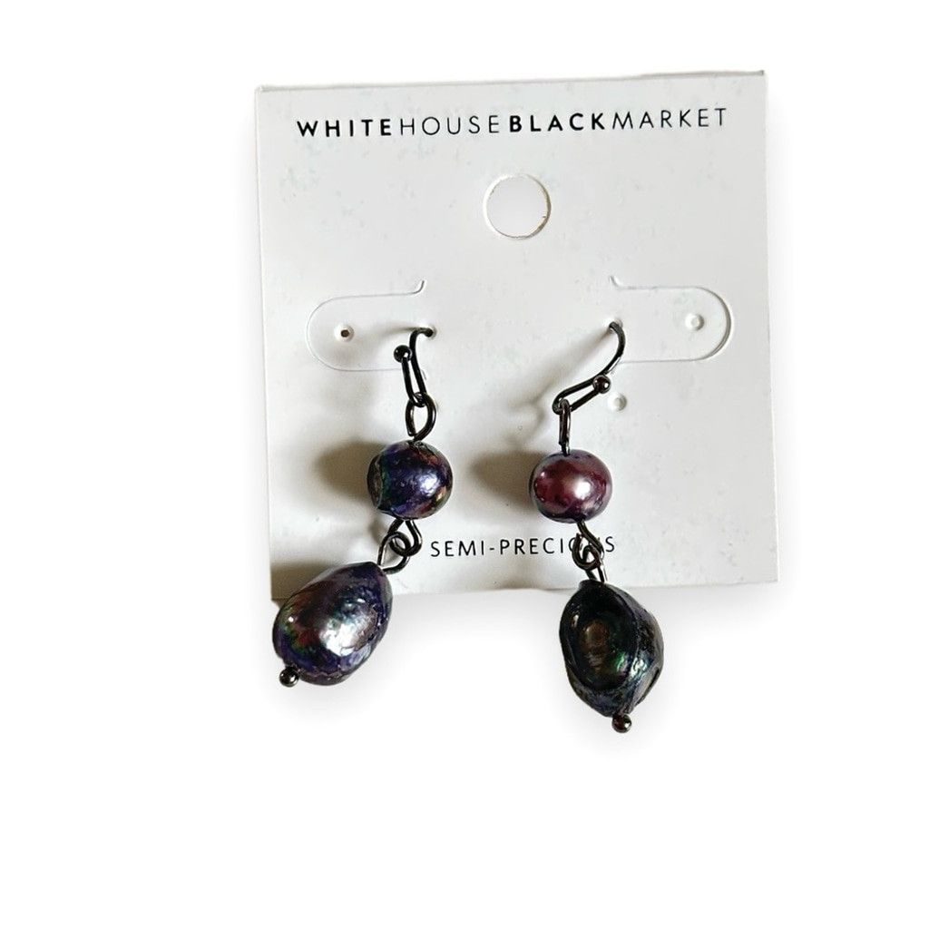 White House Black Market WHBM Semi-Precious Gray Pearl Earrings | NWT Size ONE SIZE - 4 Thumbnail