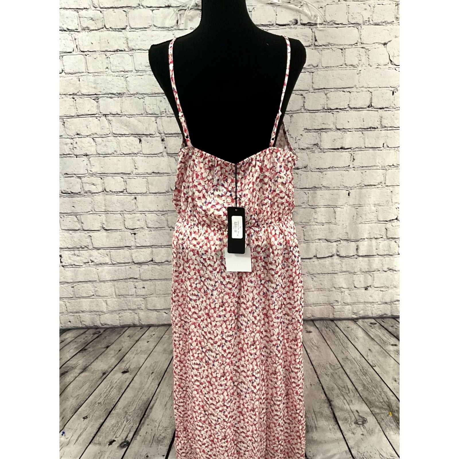 Vintage HEIMISH USA Maxi Dress 1X Pink Floral V-Neck Short Sleeve Pullover Casual Womens Maxi Dress Size XL / US 12-14 / IT 48-50 - 4 Thumbnail