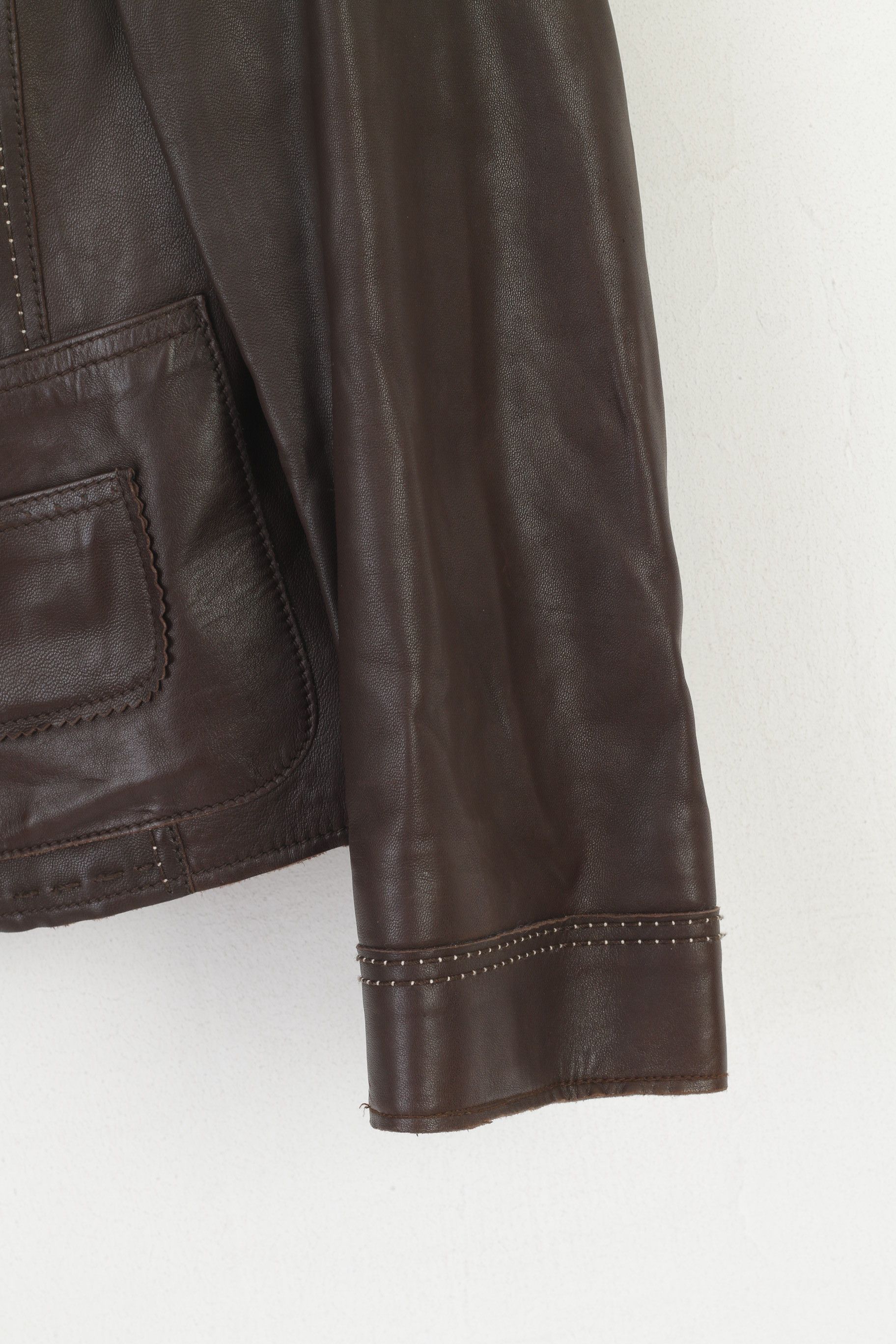 Vintage Madeleine Women 14 40 M Leather Jacket Brown Boho 6395 Size M / US 6-8 / IT 42-44 - 7 Thumbnail