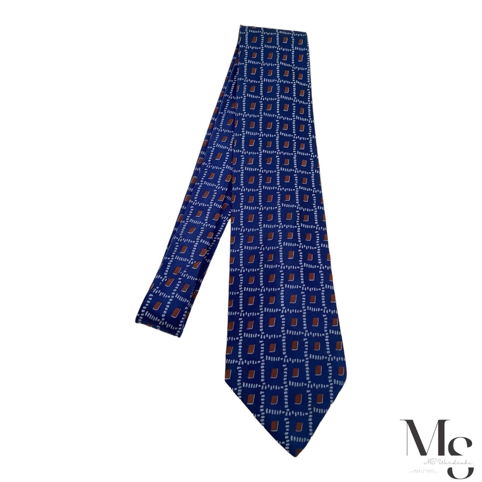 Charvet CHARVET PLACE VENDÔME Blue Geometric Silk Tie Made In France Size ONE SIZE - 7 Thumbnail