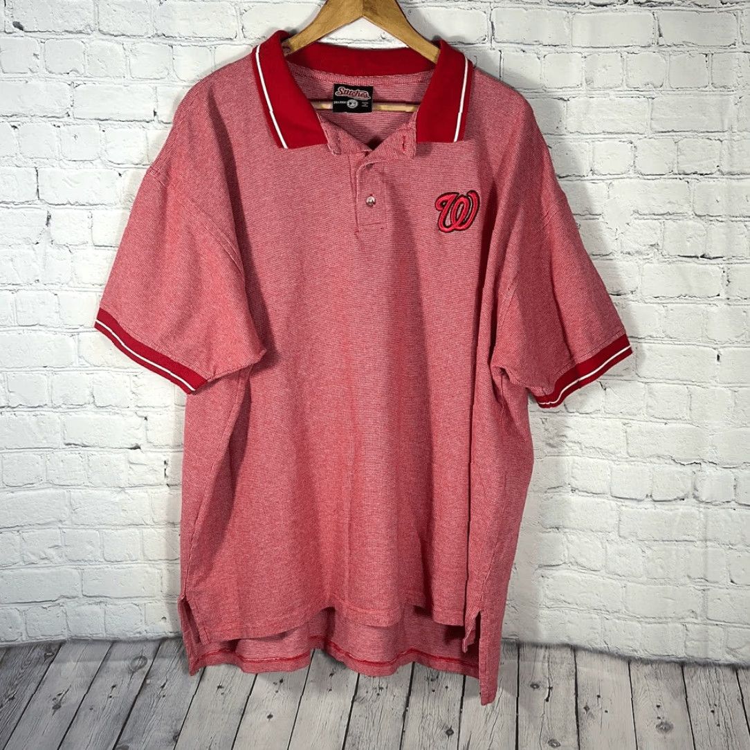 Vintage Stitches Washington Nationals Polo Shirt Mens Red Short Sleeve 2XL Size US XXL / EU 58 / 5 - 2 Thumbnail