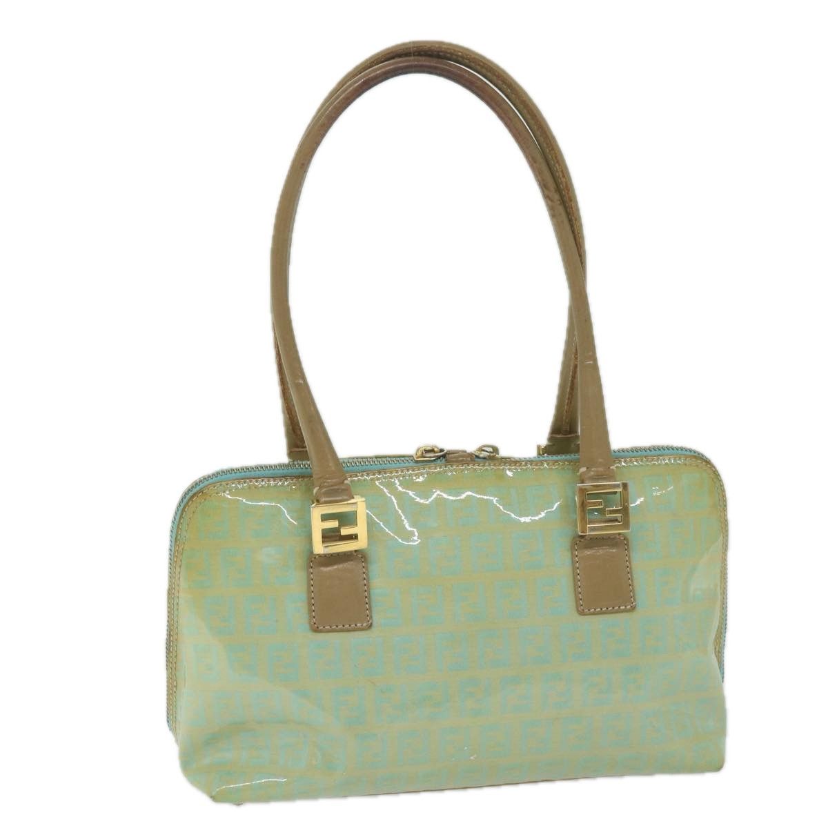 image of Fendi Zucchino Canvas Hand Bag Enamel Light Blue Auth 61798, Women's