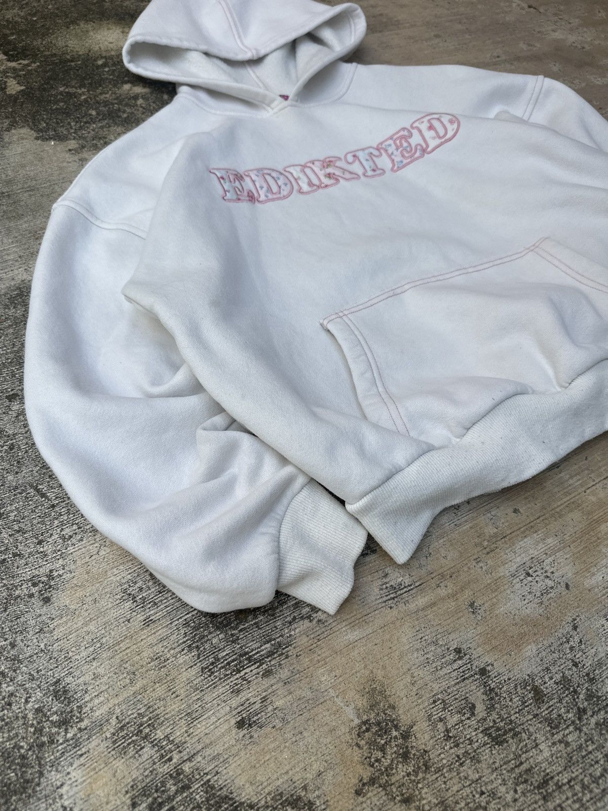 Brandy Melville × Vintage Y2k 2000s Edikted Embroidered Pink Flower Hoodie Size S / US 4 / IT 40 - 3 Thumbnail