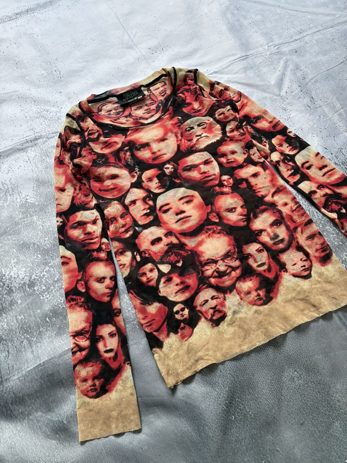 Jean Paul Gaultier 90s Maille "Faces" Mesh Top Size L / US 10 / IT 46 - 4 Thumbnail