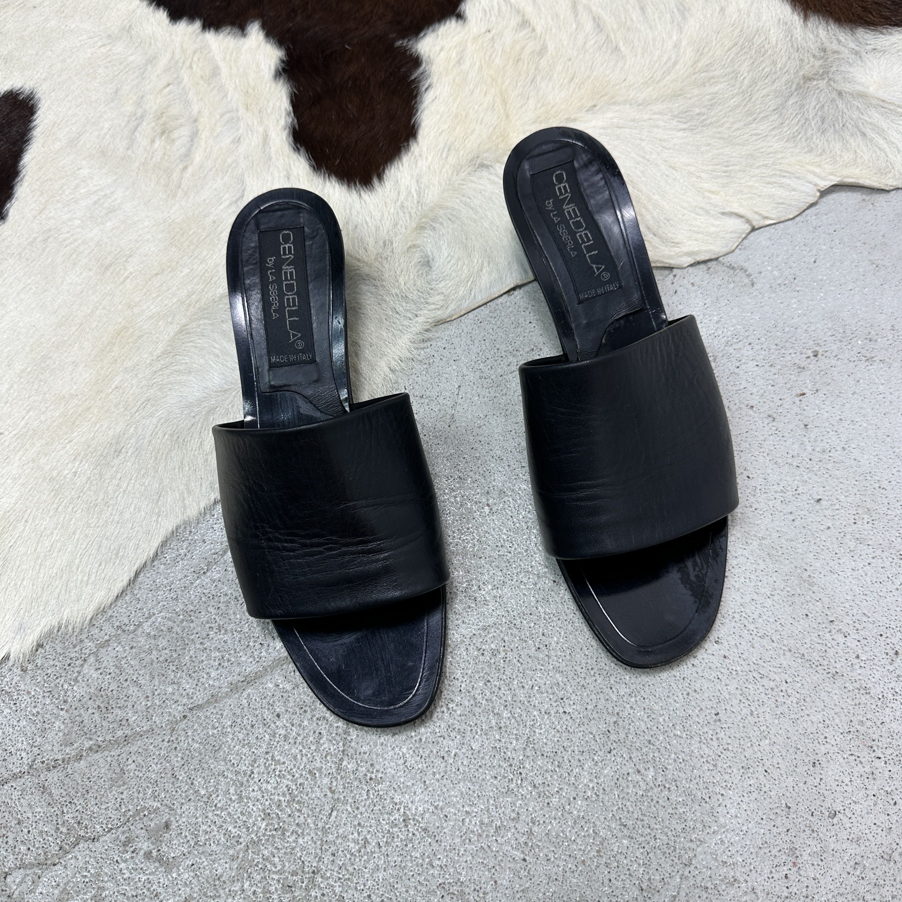 Vintage Vintage Avant Garde Leather Slides Heels Y2K Size US 7.5 / IT 37.5 - 3 Thumbnail